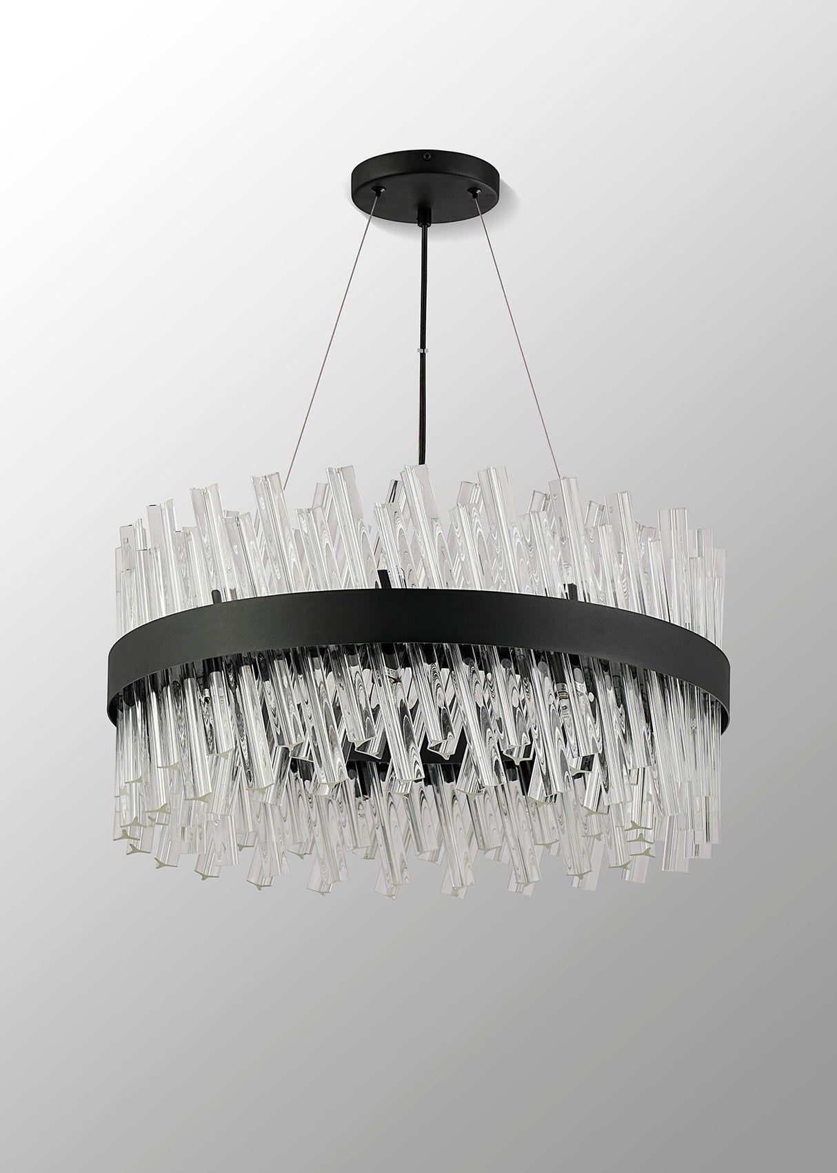 Melville 60cm 18 Light G9, Pendant Round, Satin Black / Clear Item Weight: 16.81kg