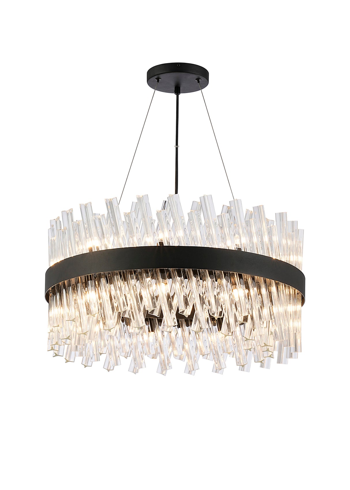Melville 60cm 18 Light G9, Pendant Round, Satin Black / Clear Item Weight: 16.81kg
