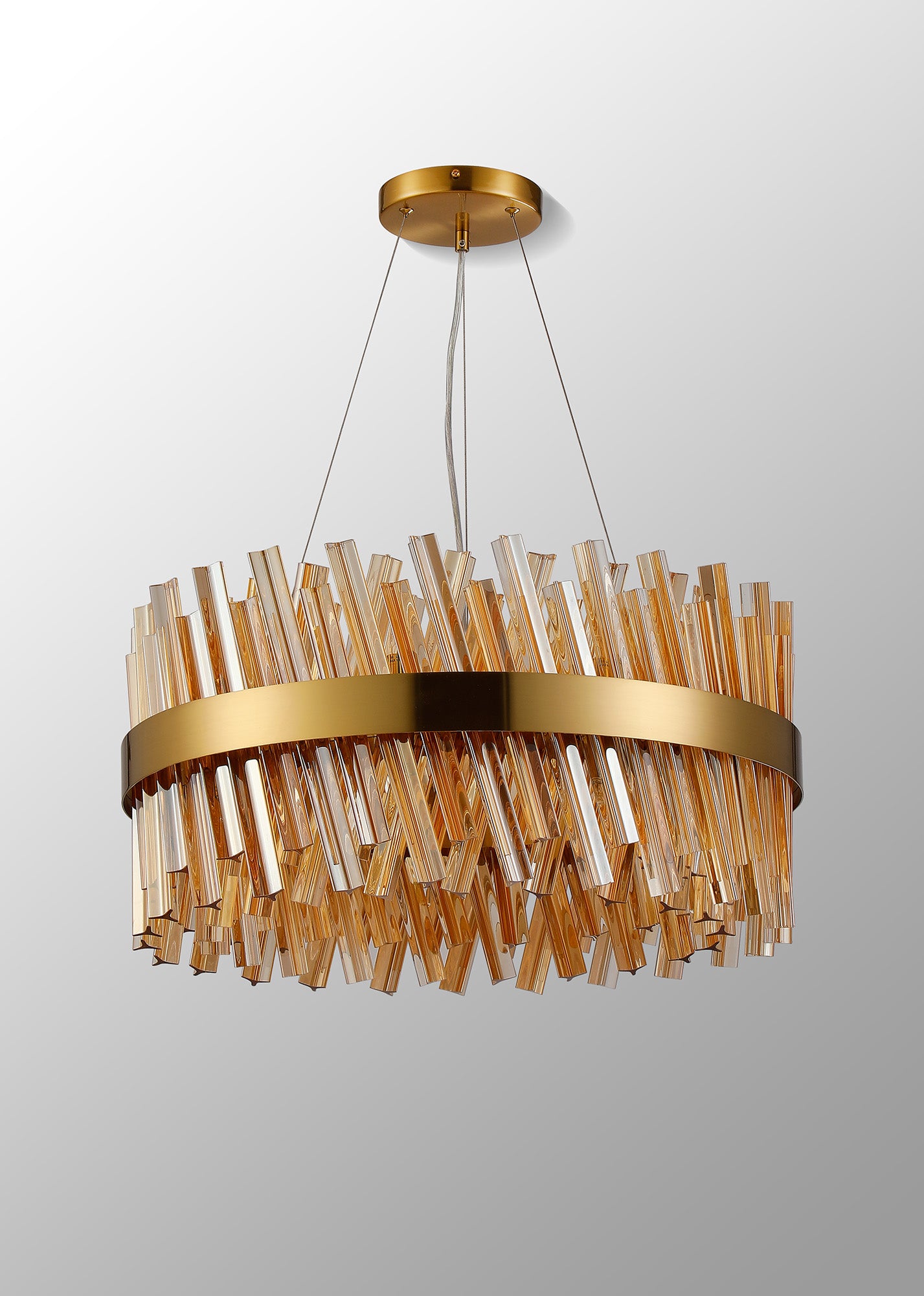 Melville 60cm 18 Light G9, Pendant Round, Brass / Amber Item Weight: 16.81kg