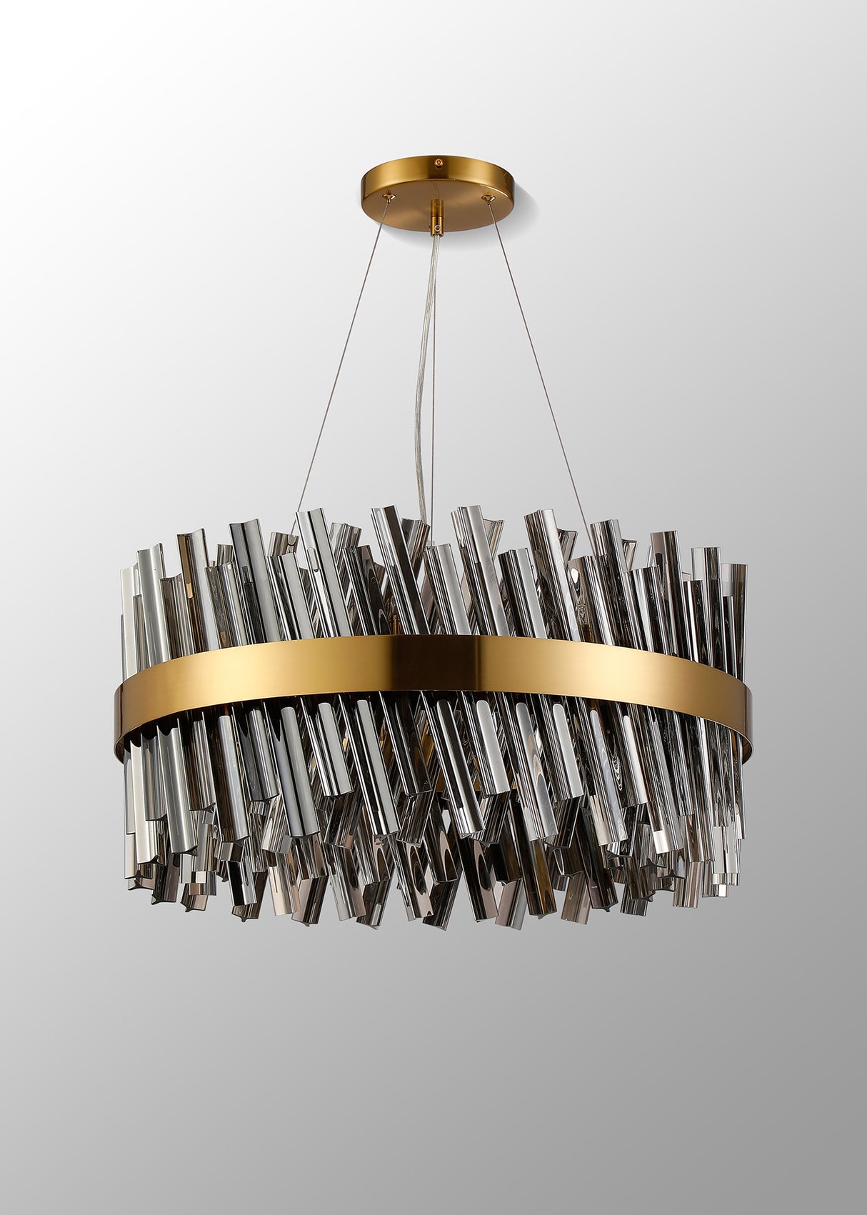 Melville 60cm 18 Light G9, Pendant Round, Brass / Smoke Item Weight: 16.81kg