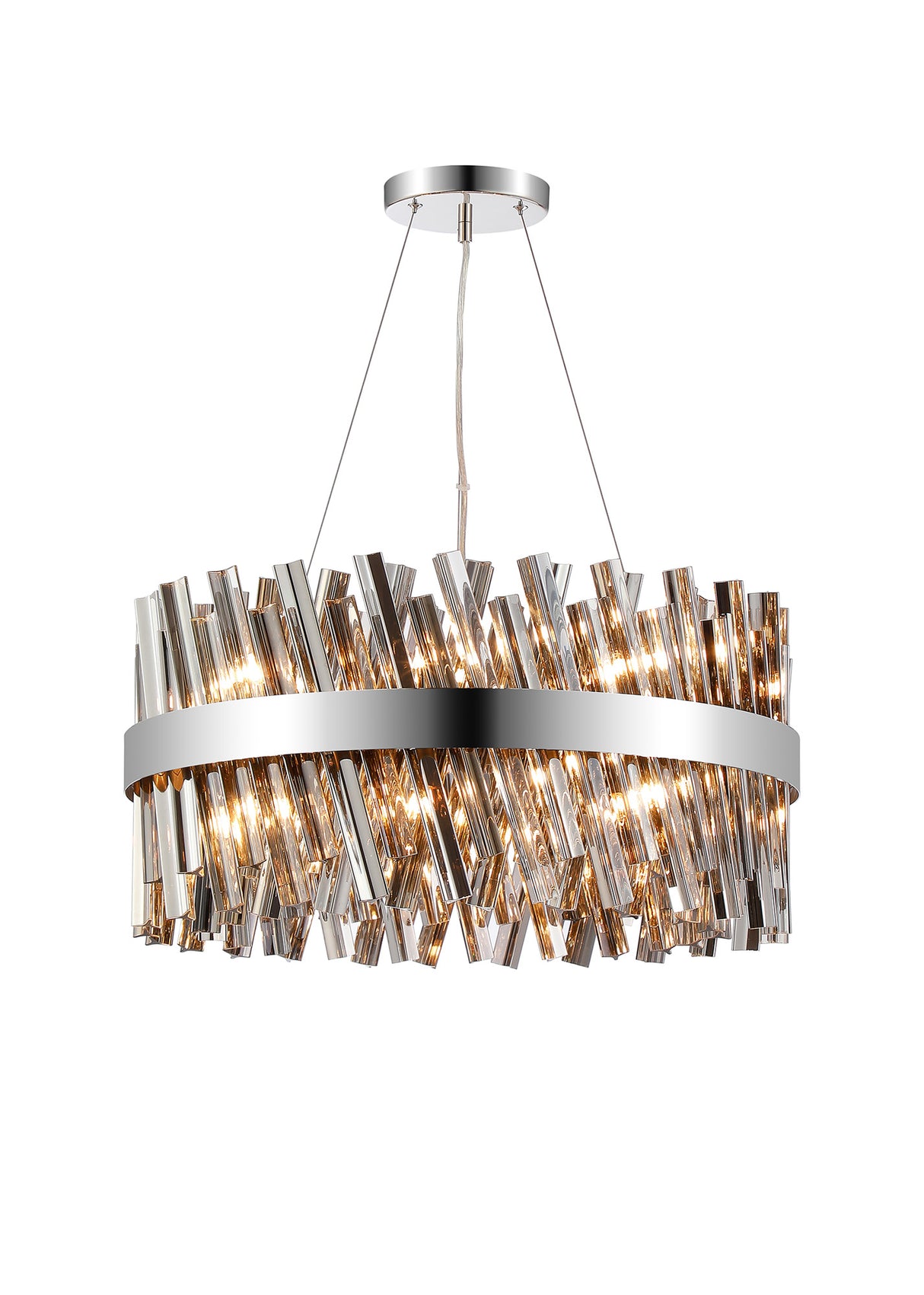Melville 60cm 18 Light G9, Pendant Round, Polished Nickel / Smoke Item Weight: 16.81kg