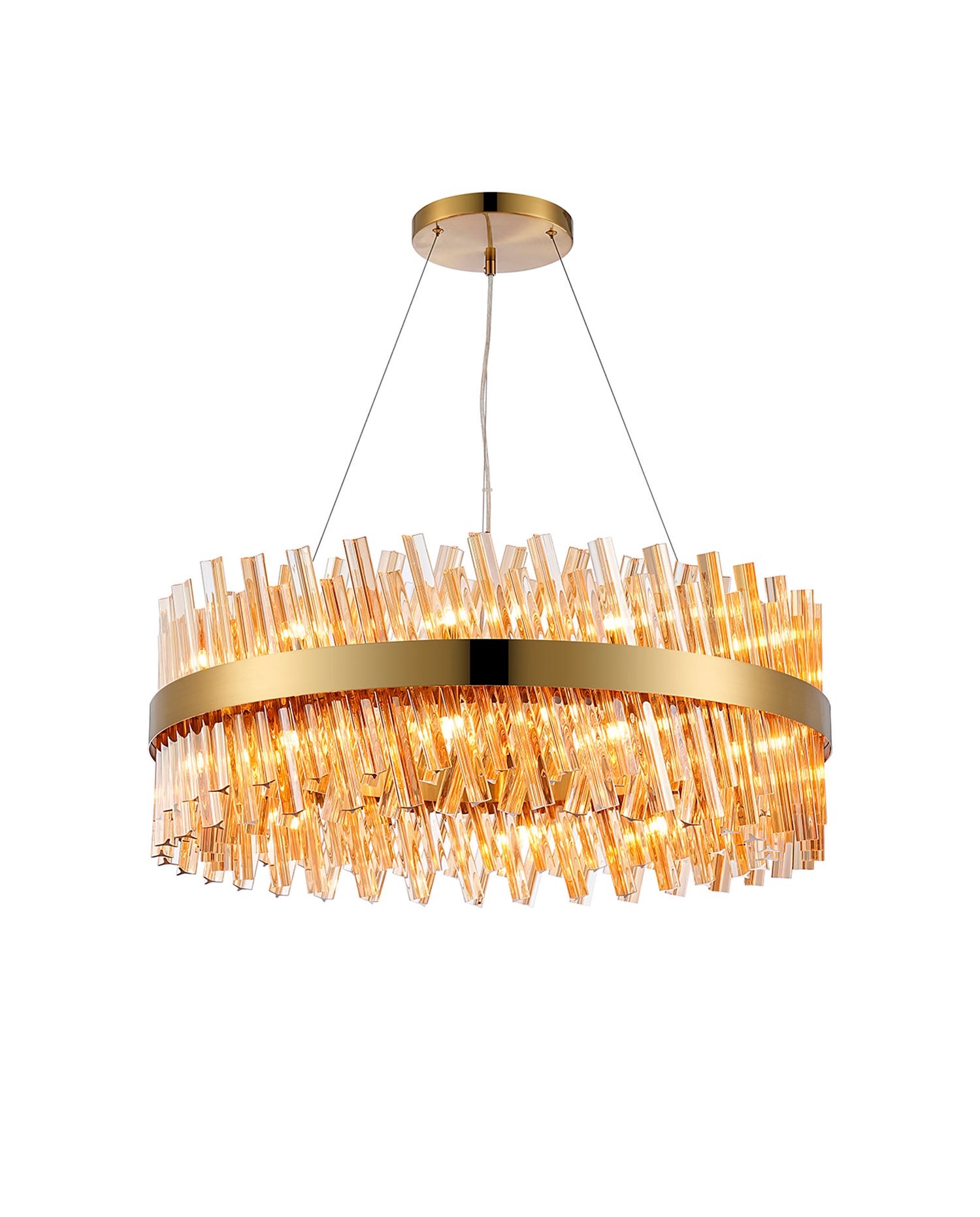 Melville 80cm 24 Light G9, Pendant Round, Brass / Amber Item Weight: 23.13kg