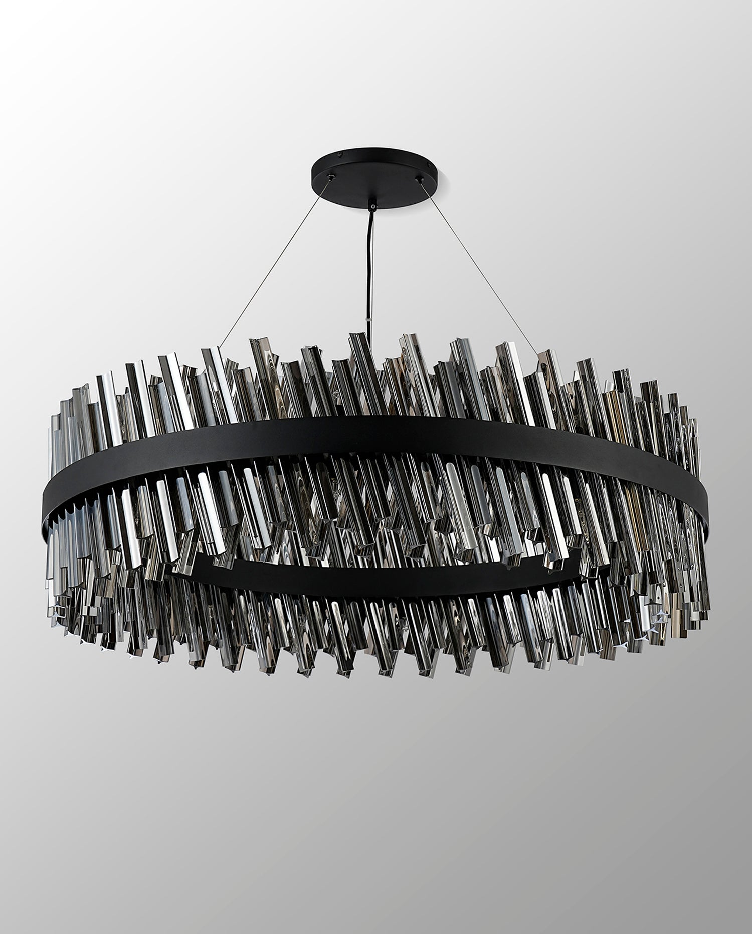 Melville 1m 32 Light G9, Pendant Round, Satin Black / Smoke Item Weight: 29.51kg