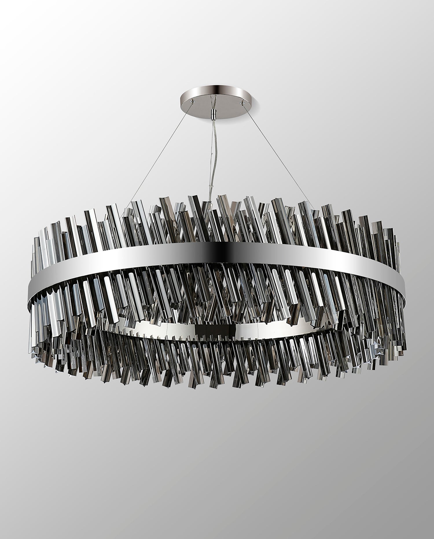 Melville 1m 32 Light G9, Pendant Round, Polished Nickel / Smoke Item Weight: 29.51kg