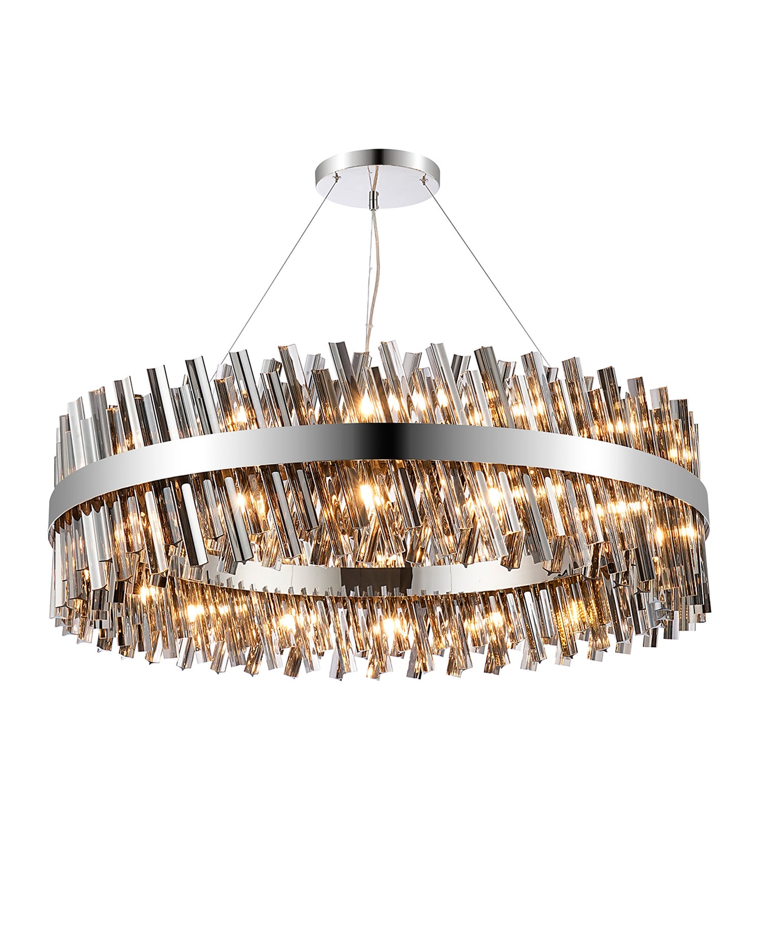 Melville 1m 32 Light G9, Pendant Round, Polished Nickel / Smoke Item Weight: 29.51kg