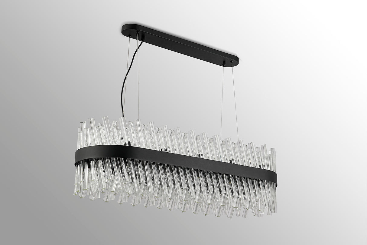 Melville 1m 24 Light G9, Pendant Oblong, Satin Black / Clear Item Weight: 22.65kg