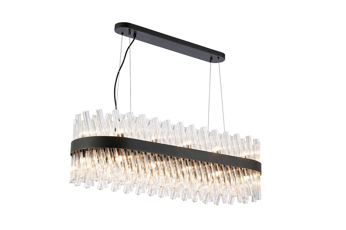 Melville 1m 24 Light G9, Pendant Oblong, Satin Black / Clear Item Weight: 22.65kg