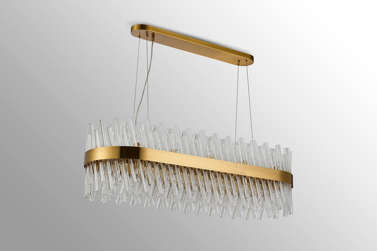 Melville 1m 24 Light G9, Pendant Oblong, Brass / Clear Item Weight: 22.65kg
