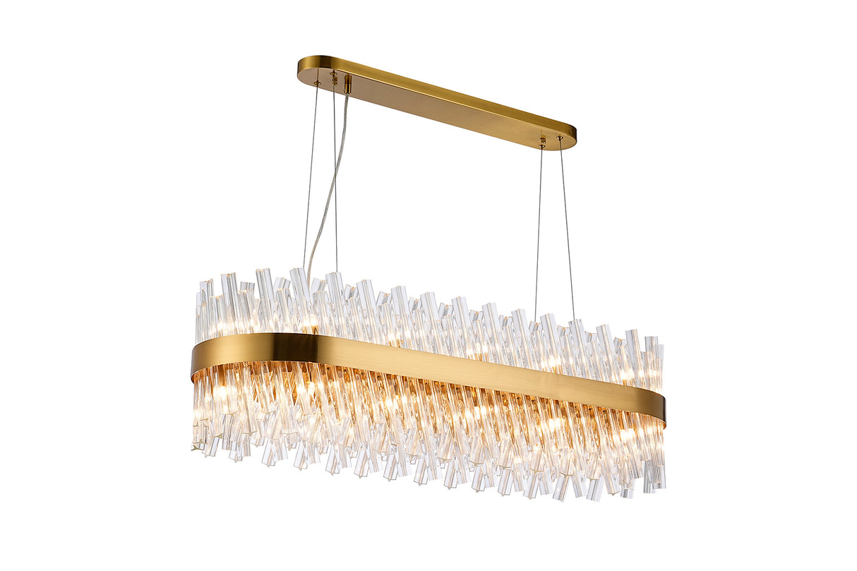 Melville 1m 24 Light G9, Pendant Oblong, Brass / Clear Item Weight: 22.65kg