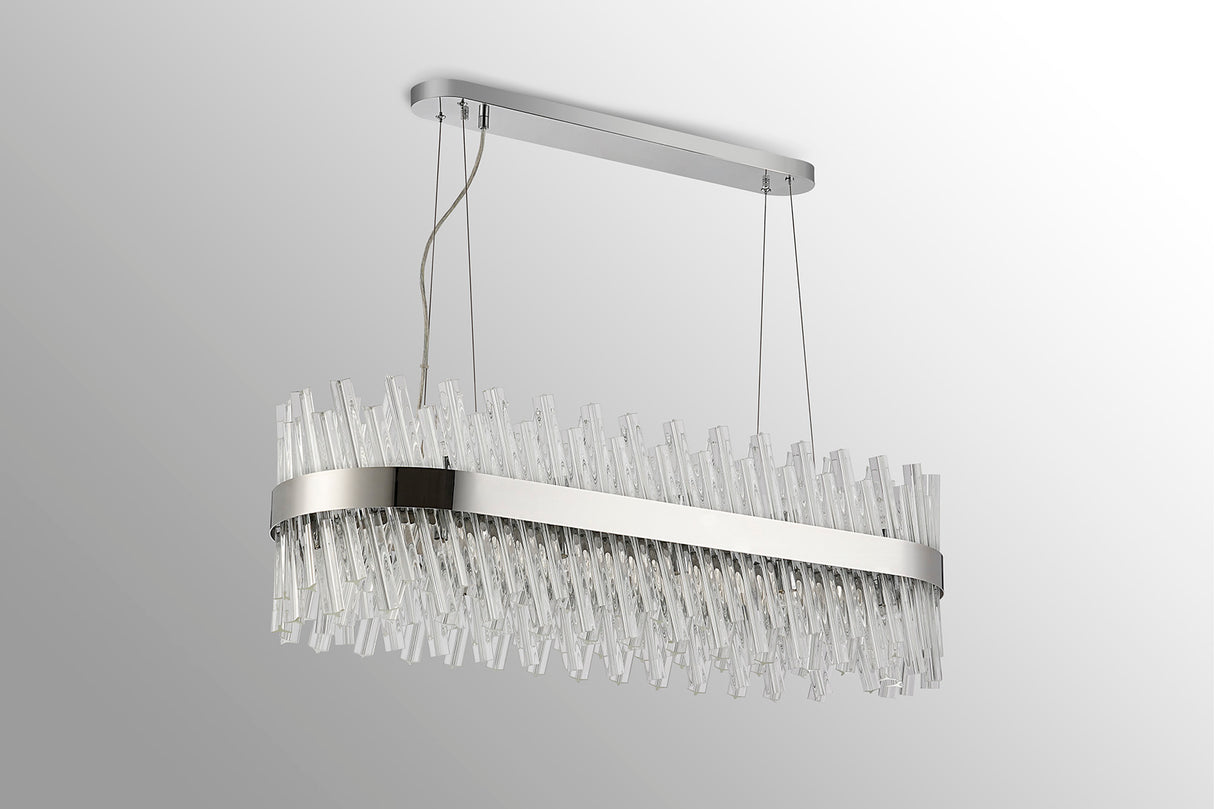 Melville 1m 24 Light G9, Pendant Oblong, Polished Nickel / Clear Item Weight: 22.65kg