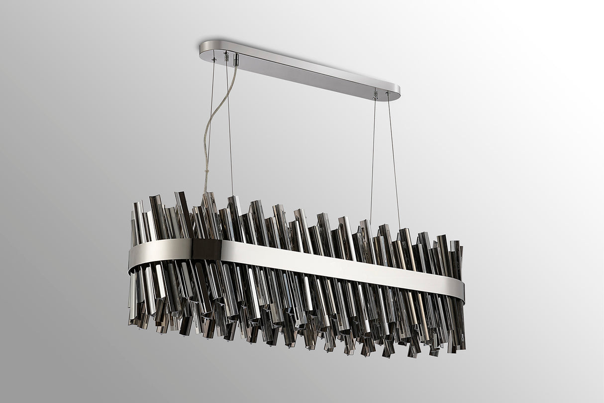 Melville 1m 24 Light G9, Pendant Oblong, Polished Nickel / Smoke Item Weight: 22.65kg