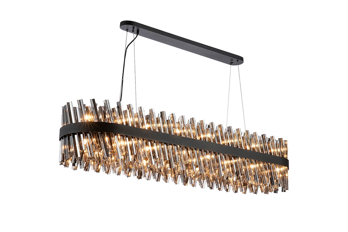 Melville 1.5m 36 Light G9, Pendant Oblong, Satin Black / Smoke Item Weight: 33.98kg