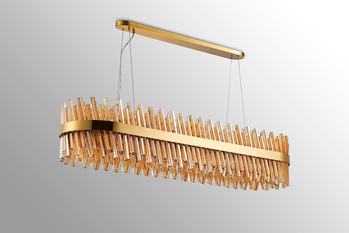 Melville 1.5m 36 Light G9, Pendant Oblong, Brass / Amber Item Weight: 33.98kg
