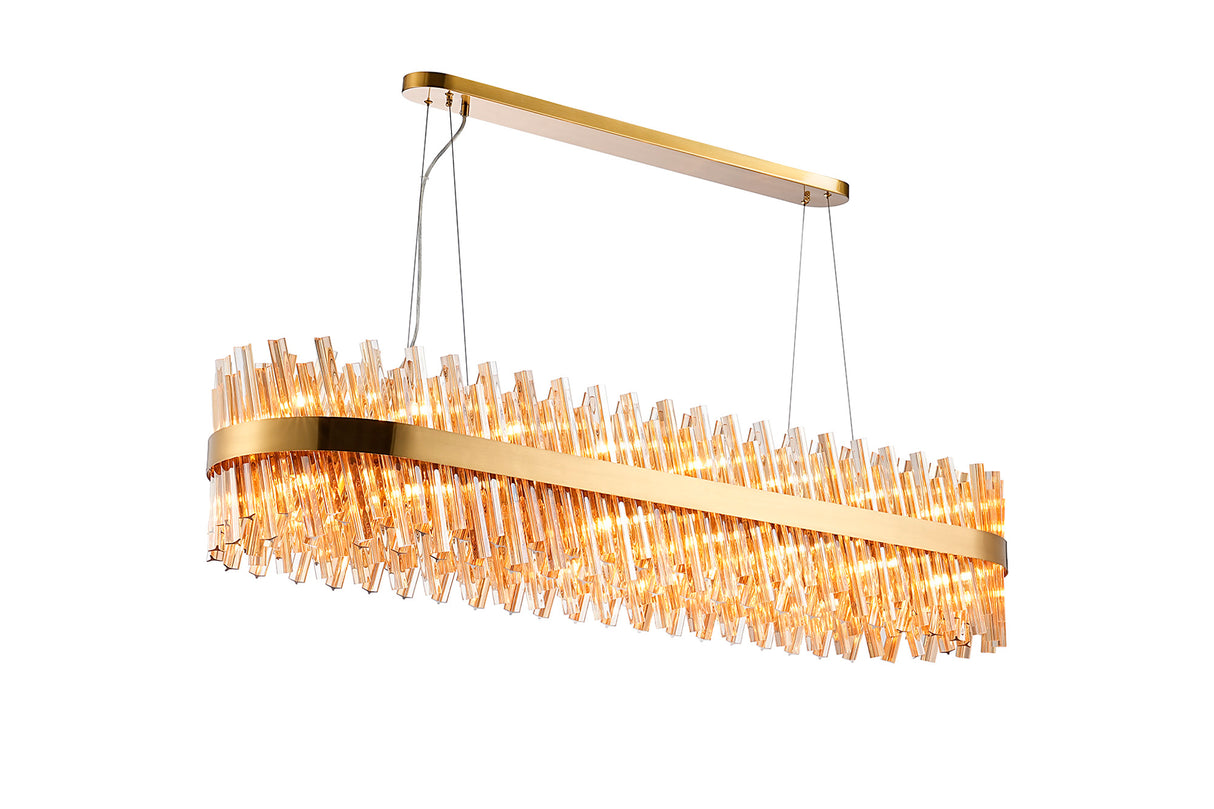 Melville 1.5m 36 Light G9, Pendant Oblong, Brass / Amber Item Weight: 33.98kg