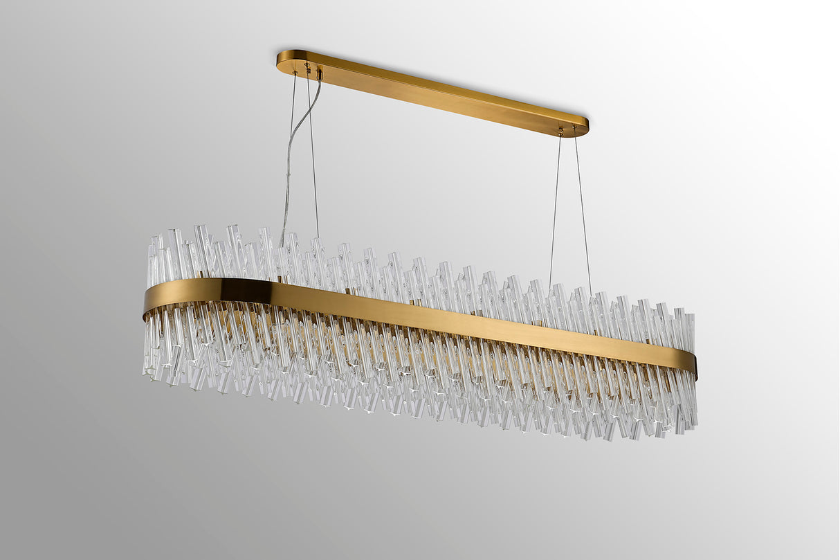 Melville 1.5m 36 Light G9, Pendant Oblong, Brass / Clear Item Weight: 33.98kg