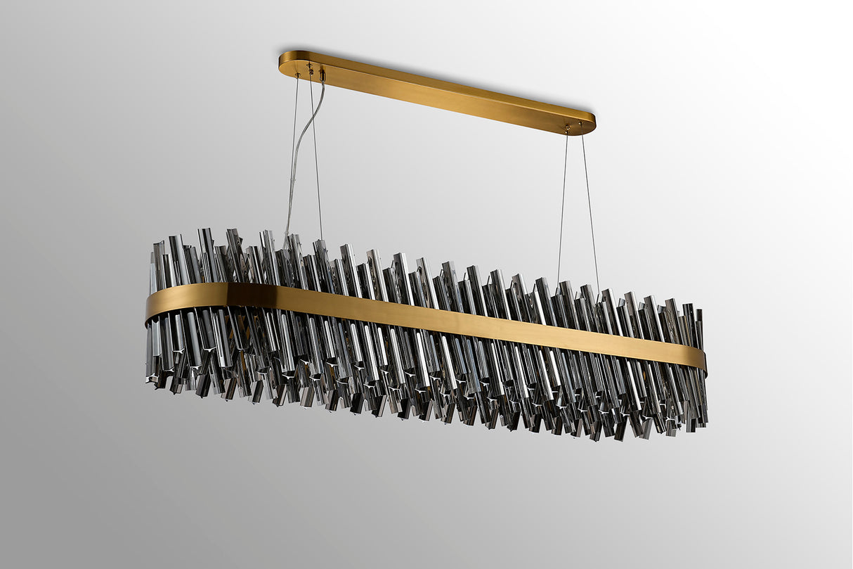 Melville 1.5m 36 Light G9, Pendant Oblong, Brass / Smoke Item Weight: 33.98kg