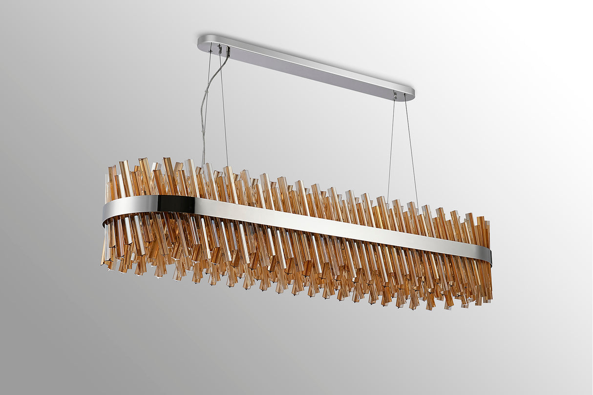Melville 1.5m 36 Light G9, Pendant Oblong, Polished Nickel / Amber Item Weight: 33.98kg