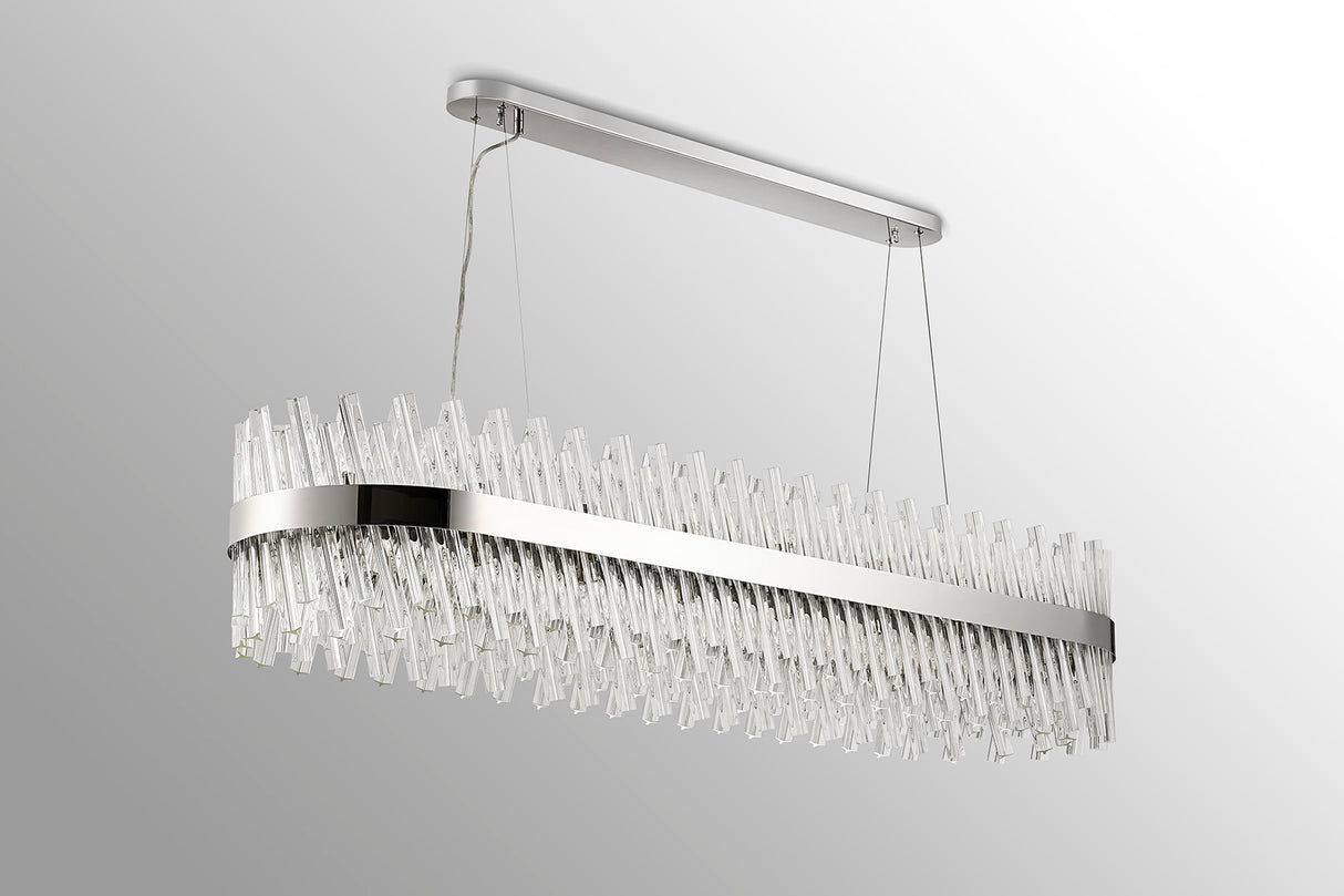 Melville 1.5m 36 Light G9, Pendant Oblong, Polished Nickel / Clear Item Weight: 33.98kg