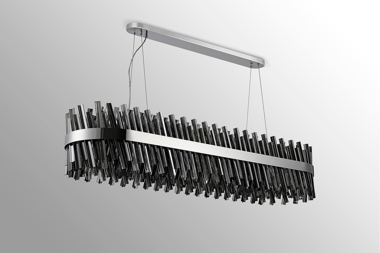 Melville 1.5m 36 Light G9, Pendant Oblong, Polished Nickel / Smoke Item Weight: 33.98kg
