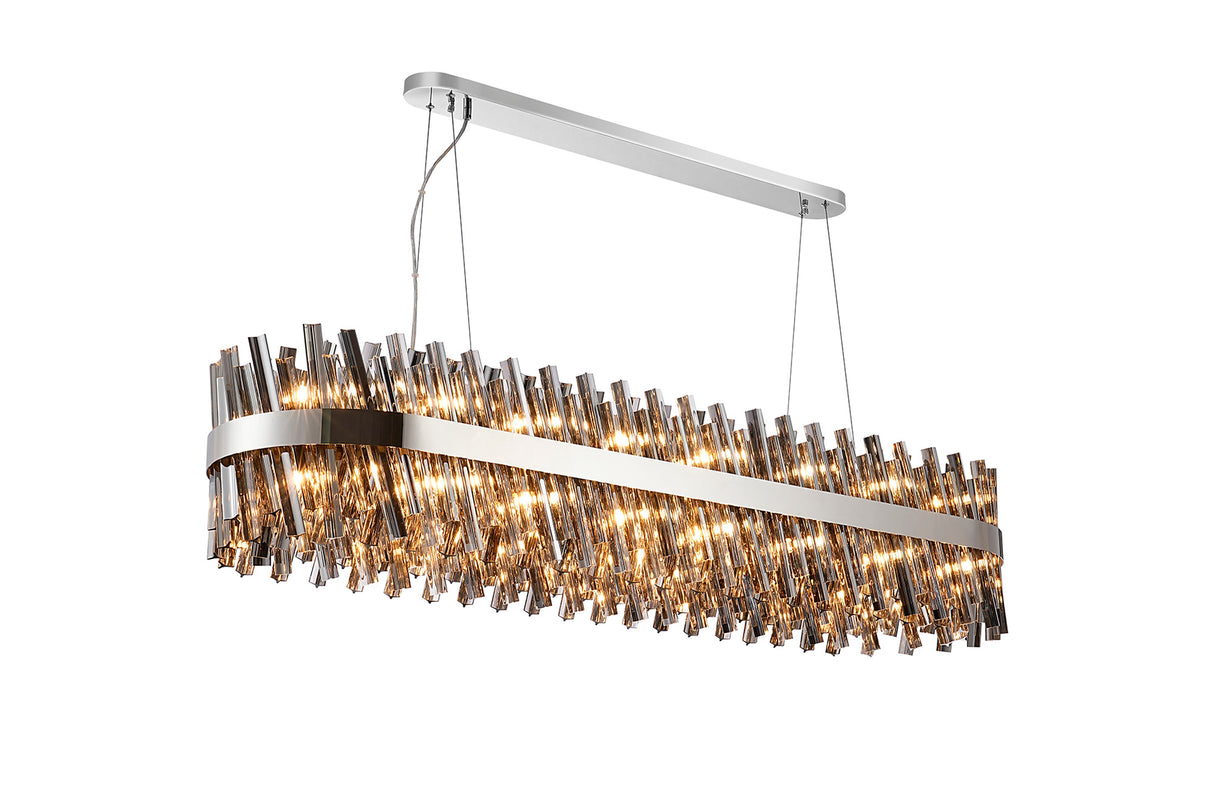 Melville 1.5m 36 Light G9, Pendant Oblong, Polished Nickel / Smoke Item Weight: 33.98kg