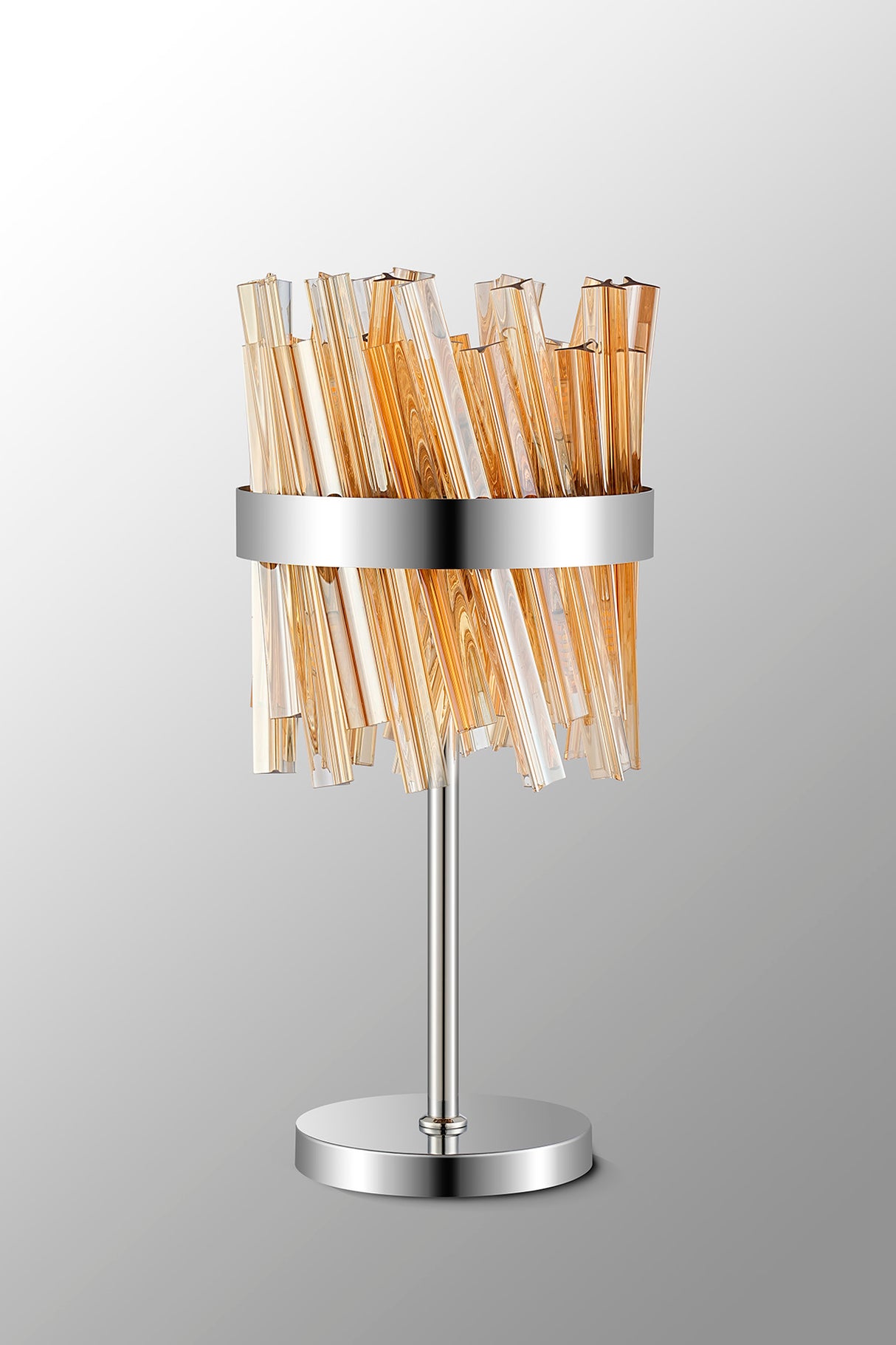 Melville 6 Light G9, Table Lamp, Polished Nickel / Amber