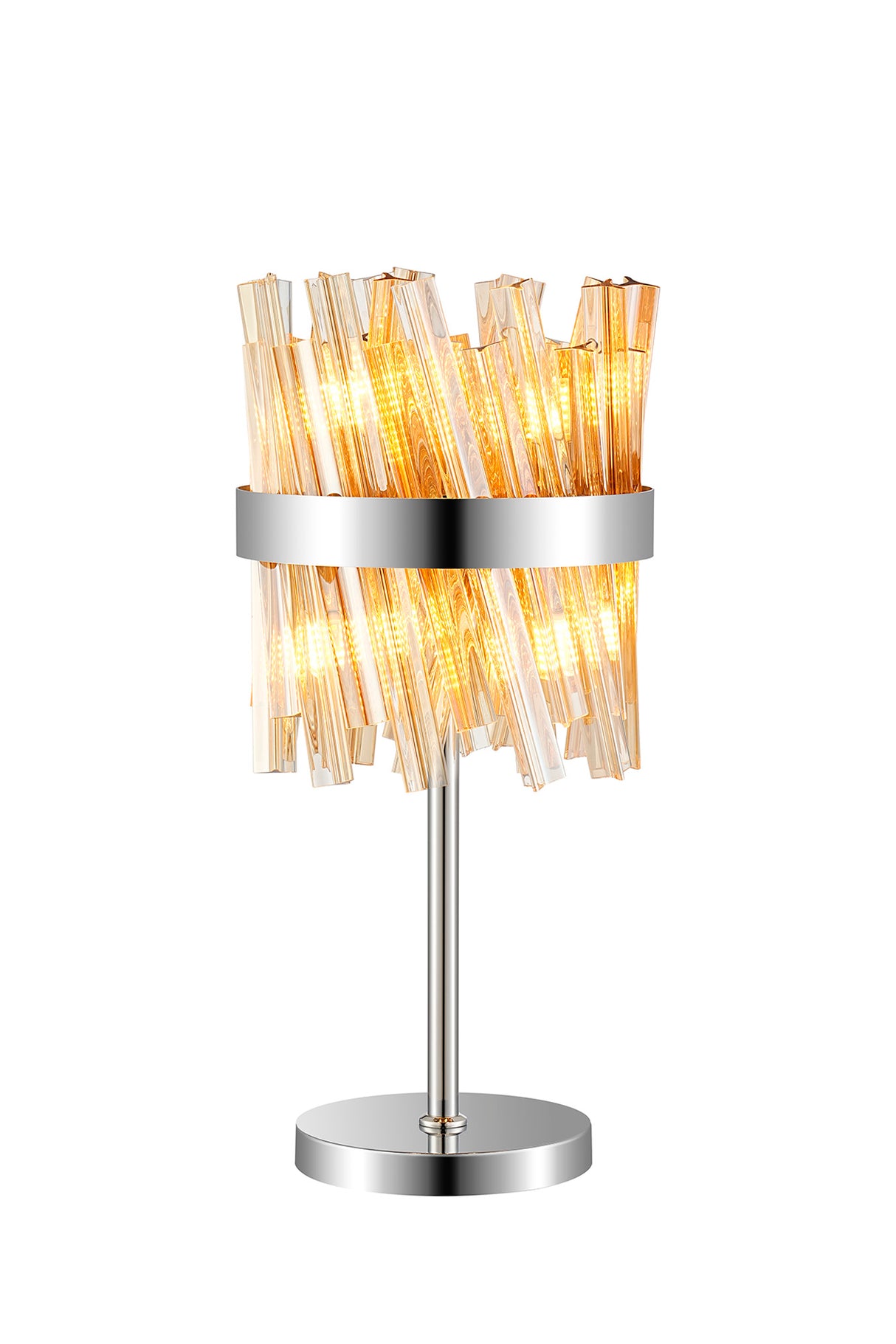 Melville 6 Light G9, Table Lamp, Polished Nickel / Amber