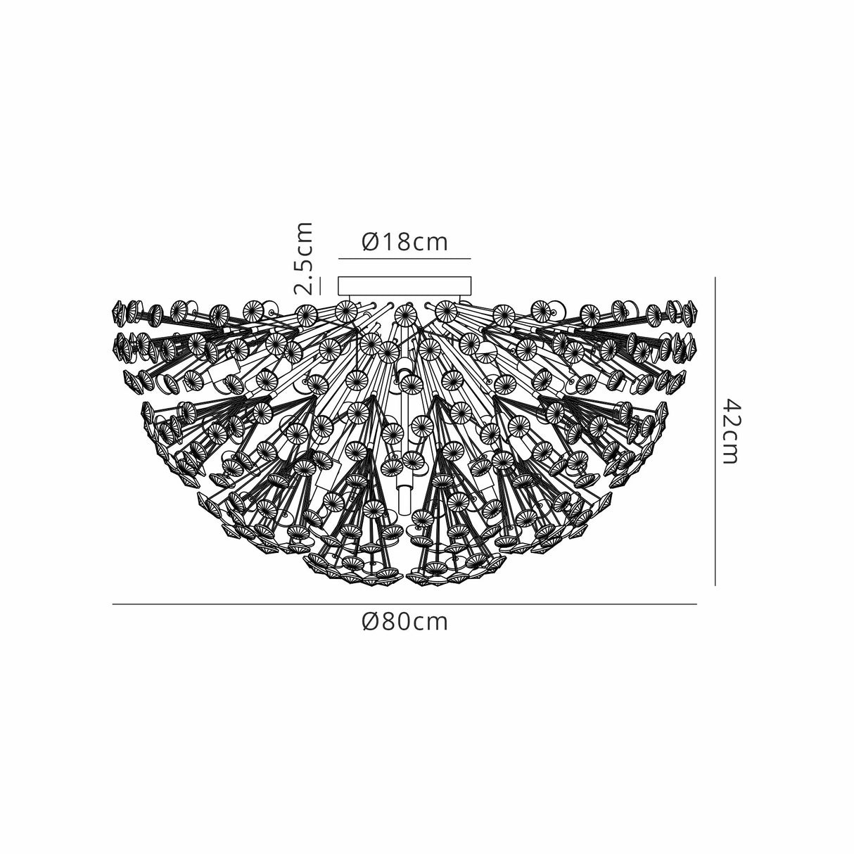 Byrne Ceiling 80cm 21 x G9 Polished Chrome/Crystal