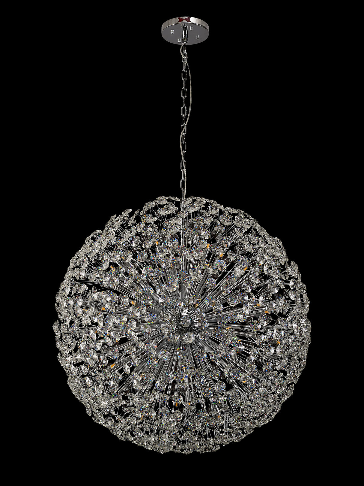 Byrne Pendant 1m Sphere 48 Light G9 Polished Chrome / Crystal, Item Weight: 42.5kg