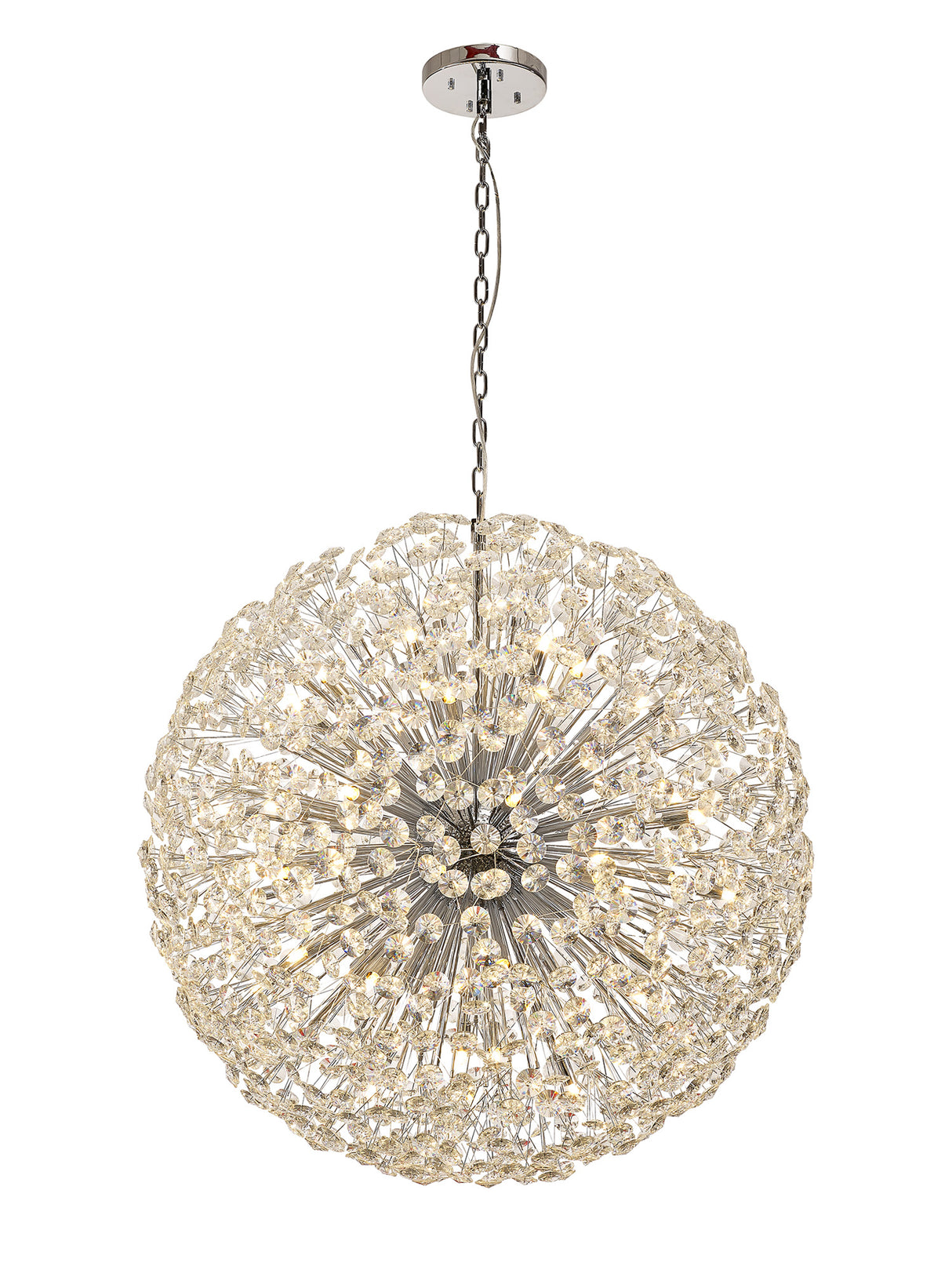Byrne Pendant 1m Sphere 48 Light G9 Polished Chrome / Crystal, Item Weight: 42.5kg