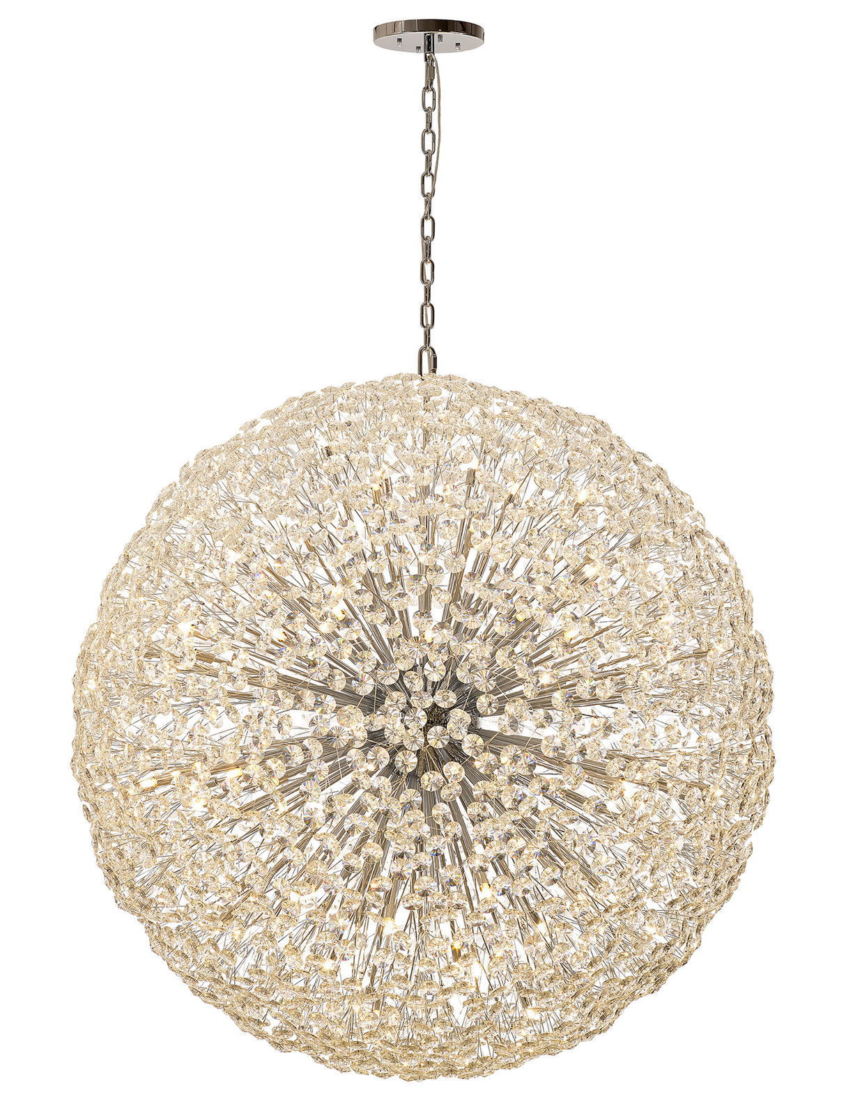 Byrne Pendant 1.5m Sphere 84 Light G9 Polished Chrome / Crystal, Item Weight: 100kg
