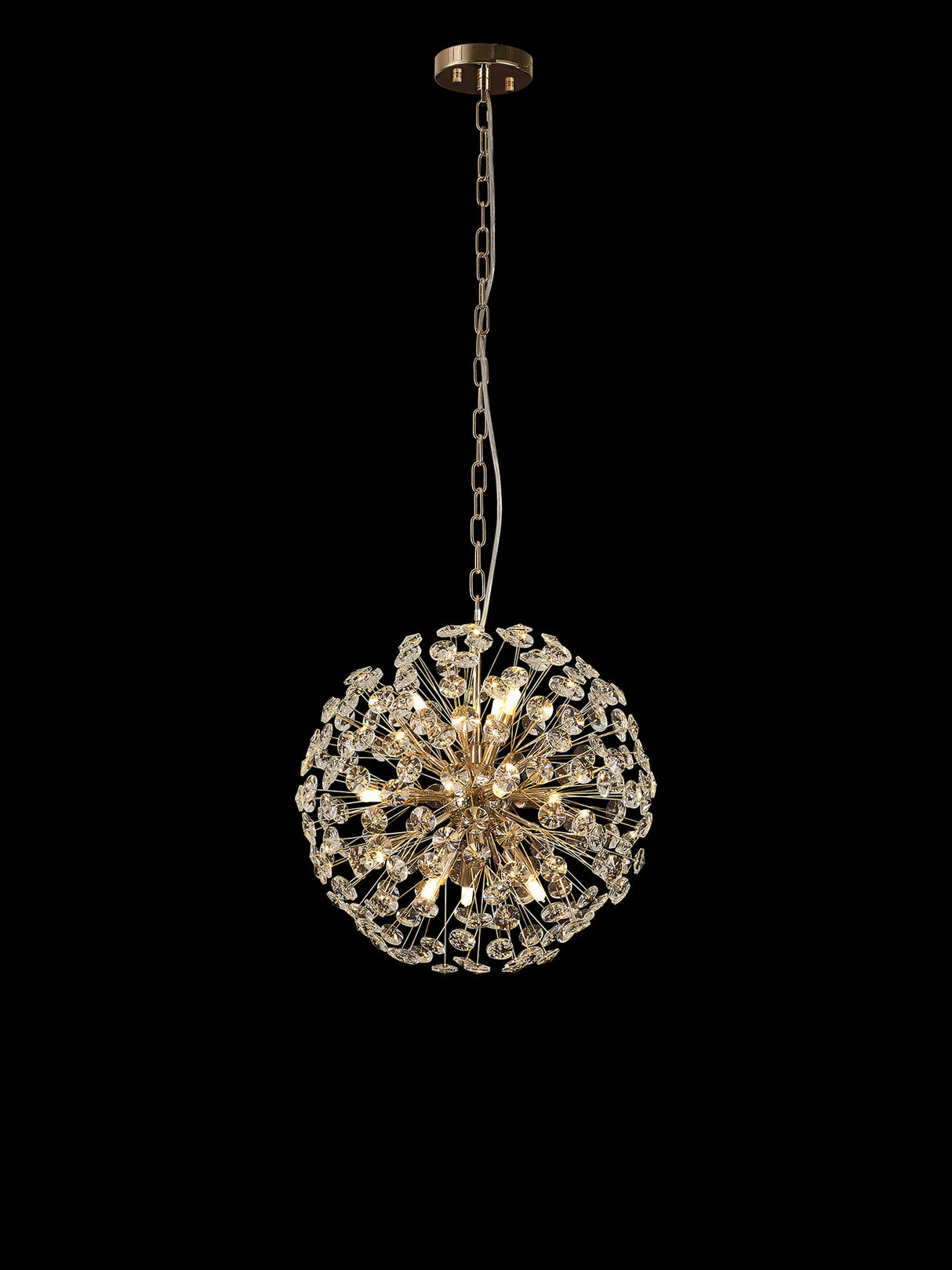 Byrne Pendant 40cm Sphere 9 Light G9 French Gold / Crystal