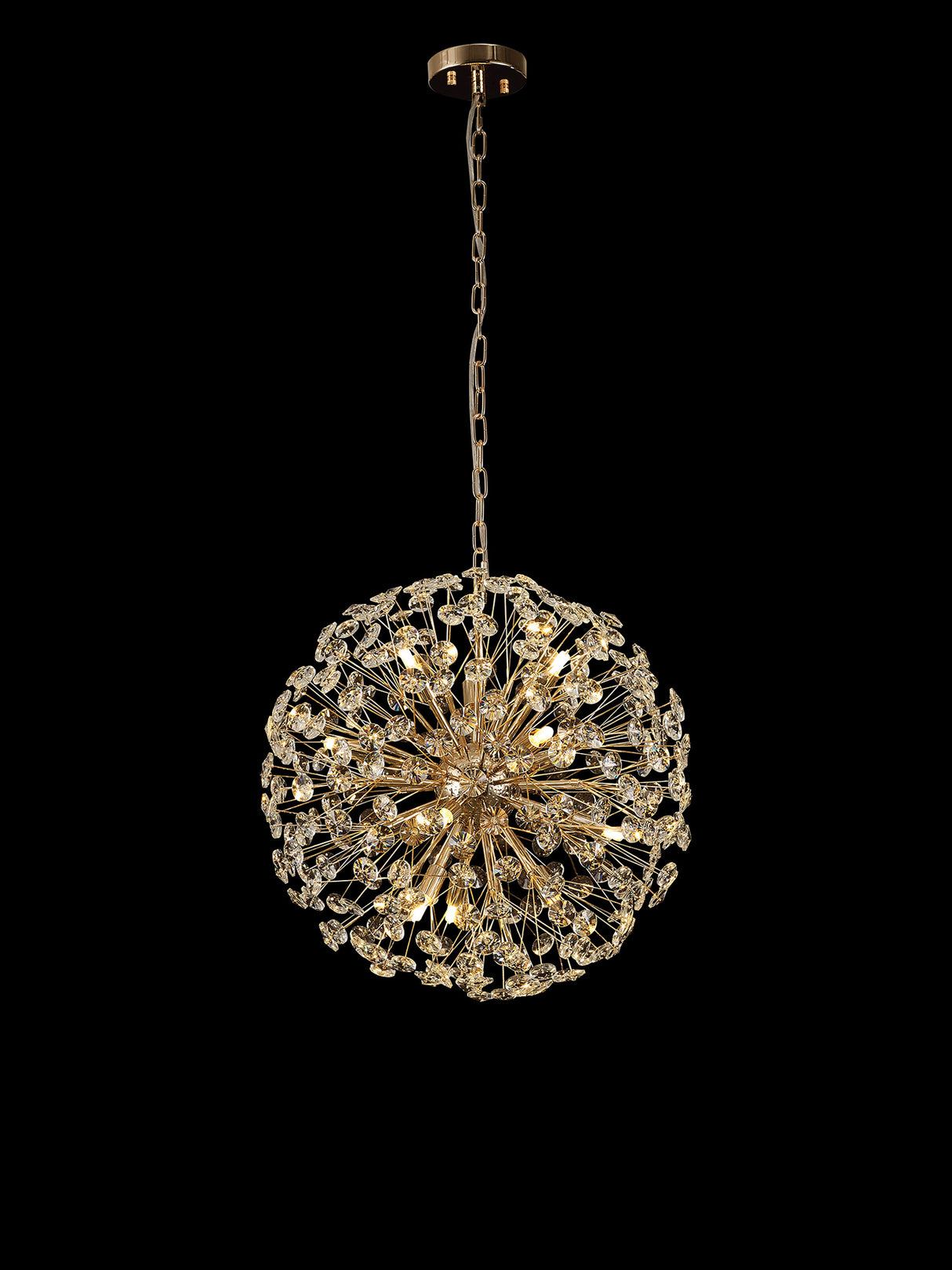 Byrne Pendant 50cm Sphere 12 Light G9 French Gold / Crystal