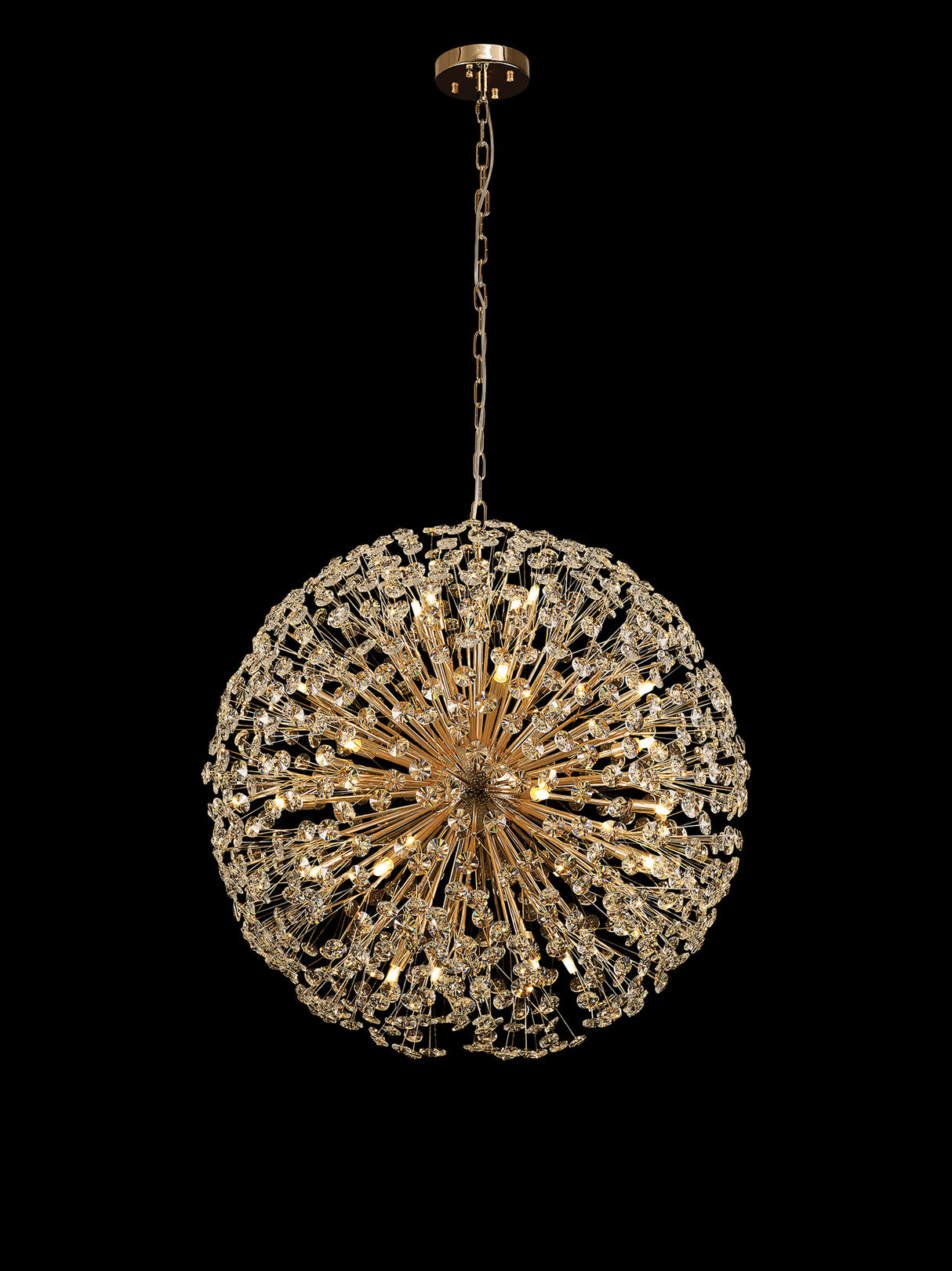 Byrne Pendant 80cm Sphere 24 Light G9 French Gold / Crystal, Item Weight: 19.7kg