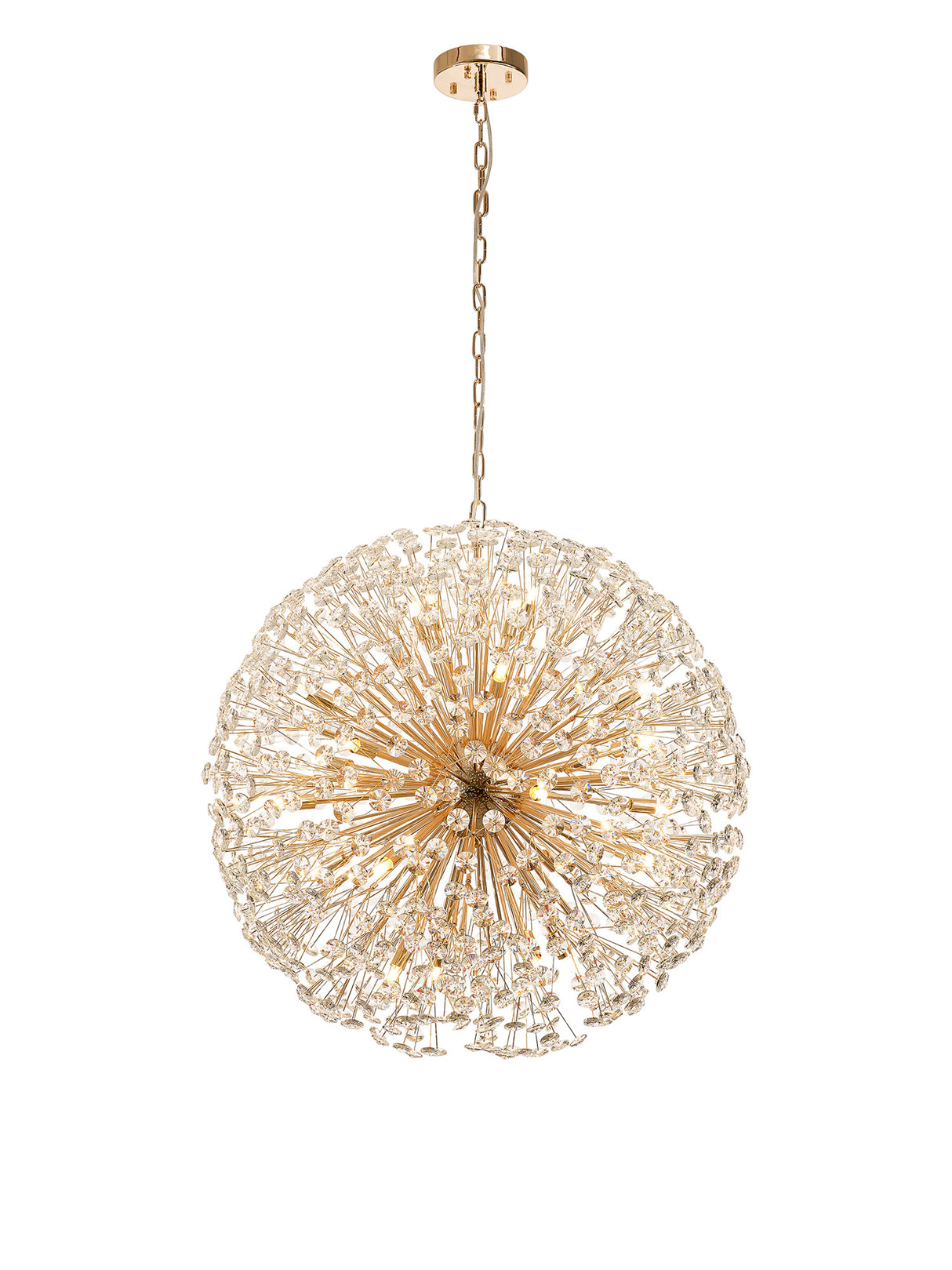 Byrne Pendant 80cm Sphere 24 Light G9 French Gold / Crystal, Item Weight: 19.7kg