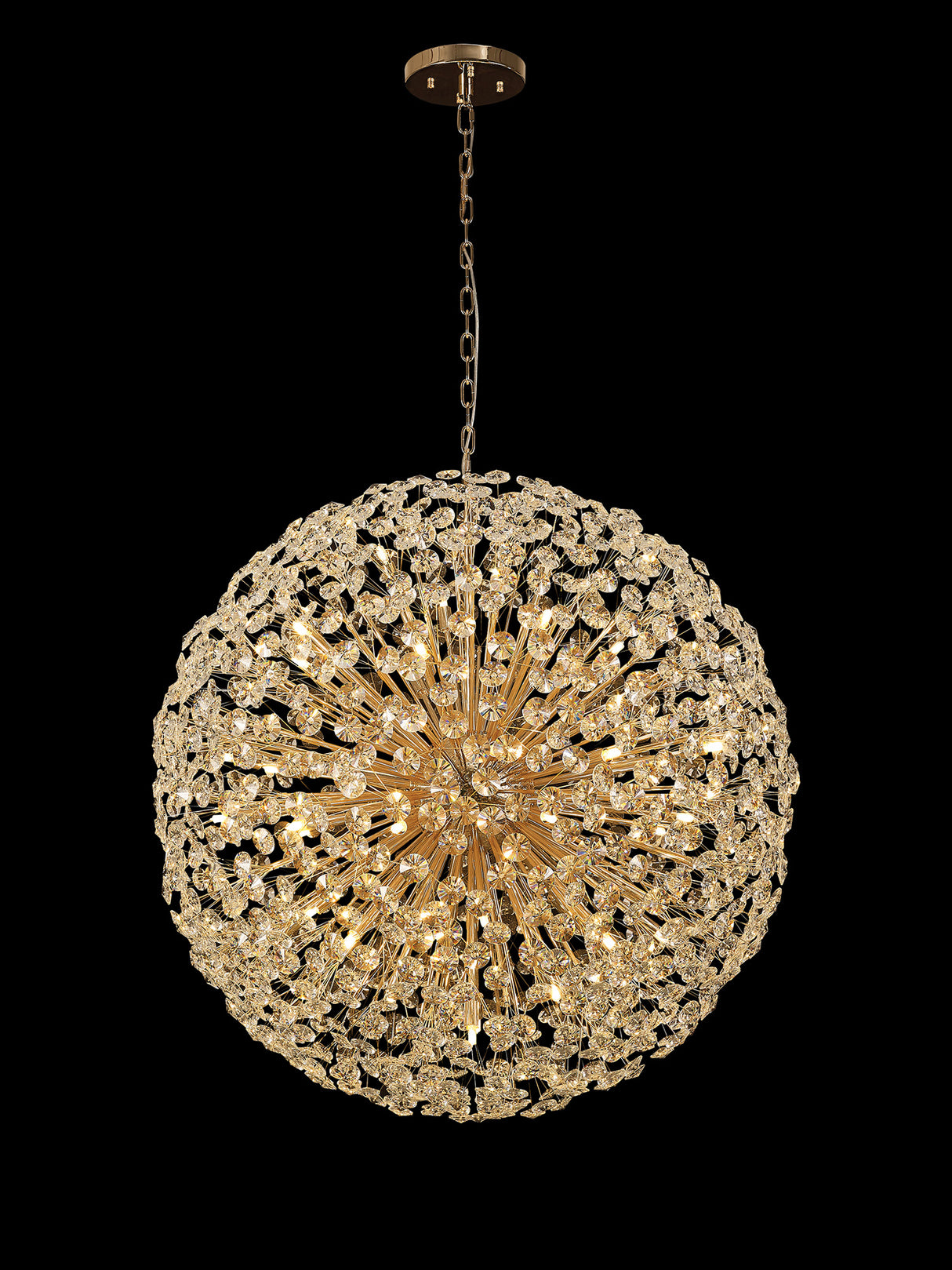Byrne Pendant 1m Sphere 48 Light G9 French Gold / Crystal, Item Weight: 42.5kg