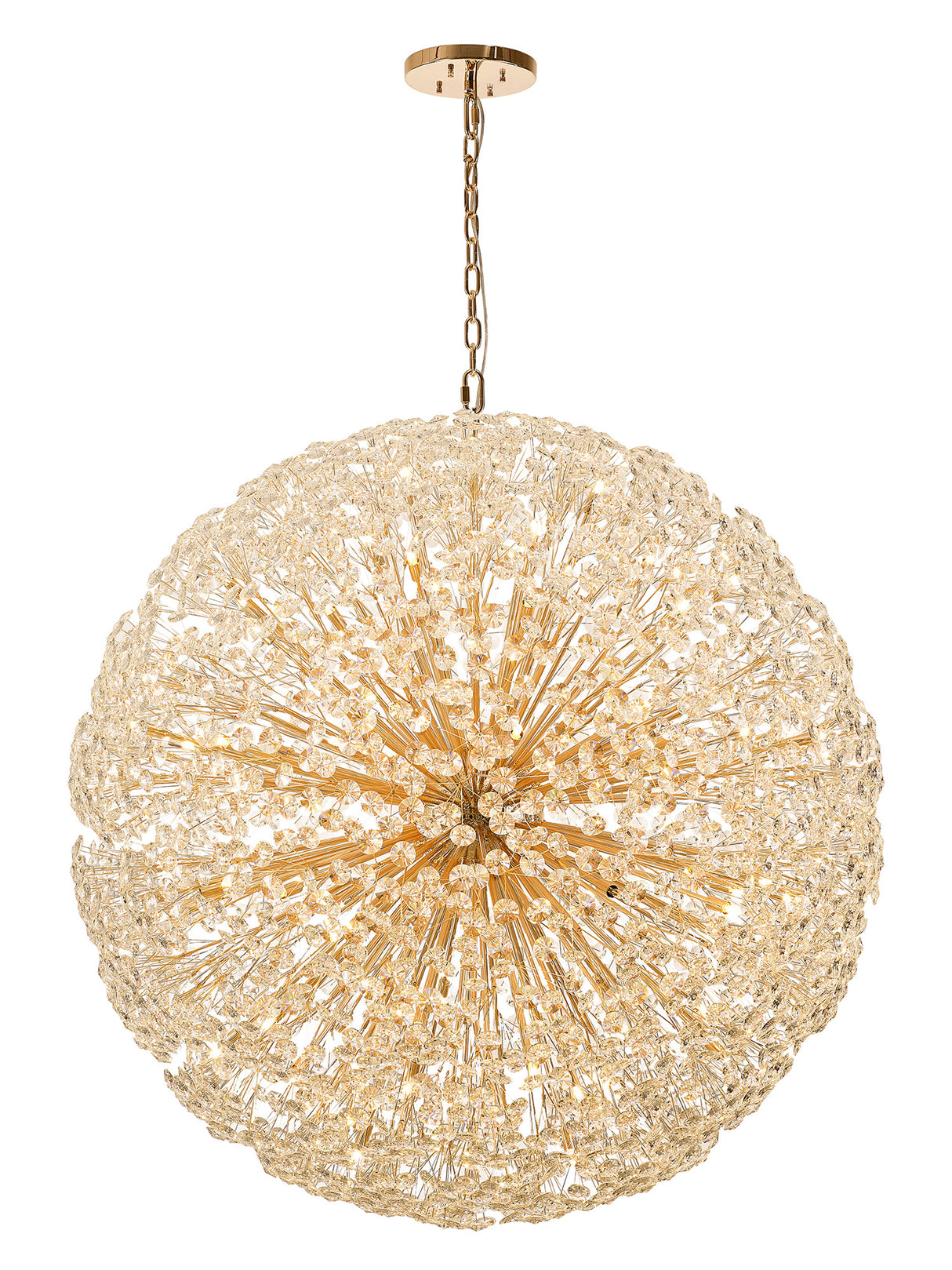 Byrne Pendant 1.5m Sphere 84 Light G9 French Gold / Crystal, Item Weight: 100kg