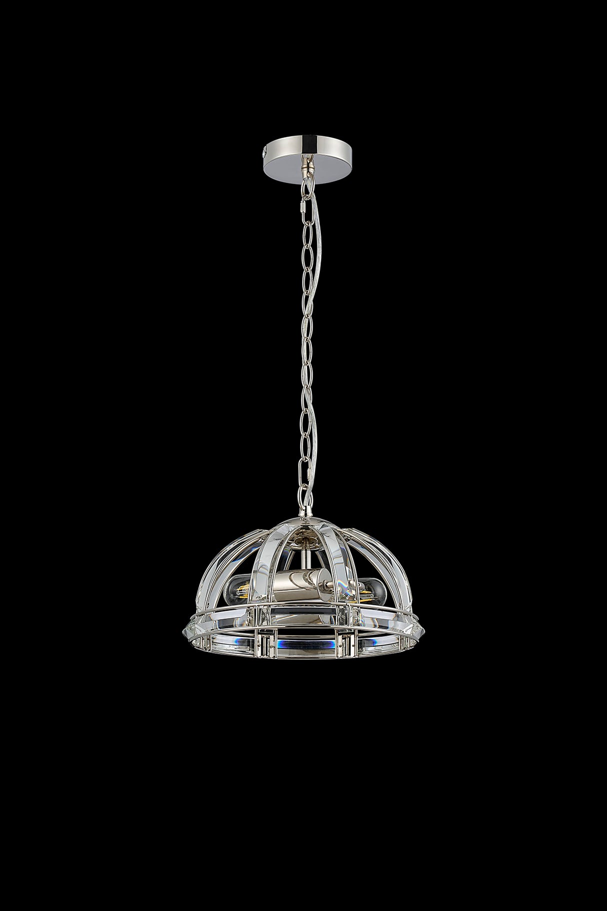 Ellison Small Dome Pendant, 2 Light E27, Polished Nickel
