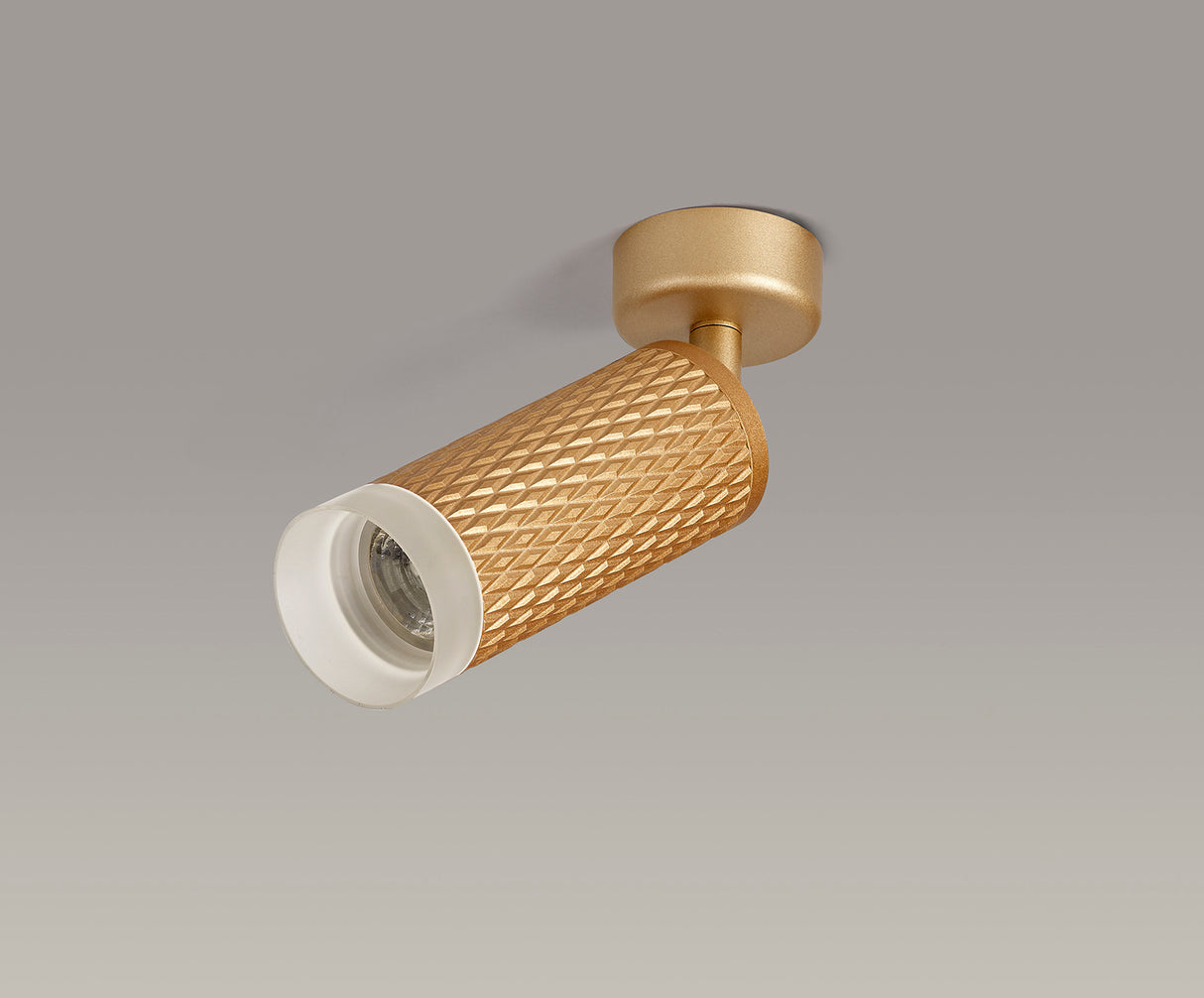 Tueart Adjustable 1 Light Surface Mounted Ceiling/Wall Spot Light  GU10, Champagne Gold/Acrylic Ring