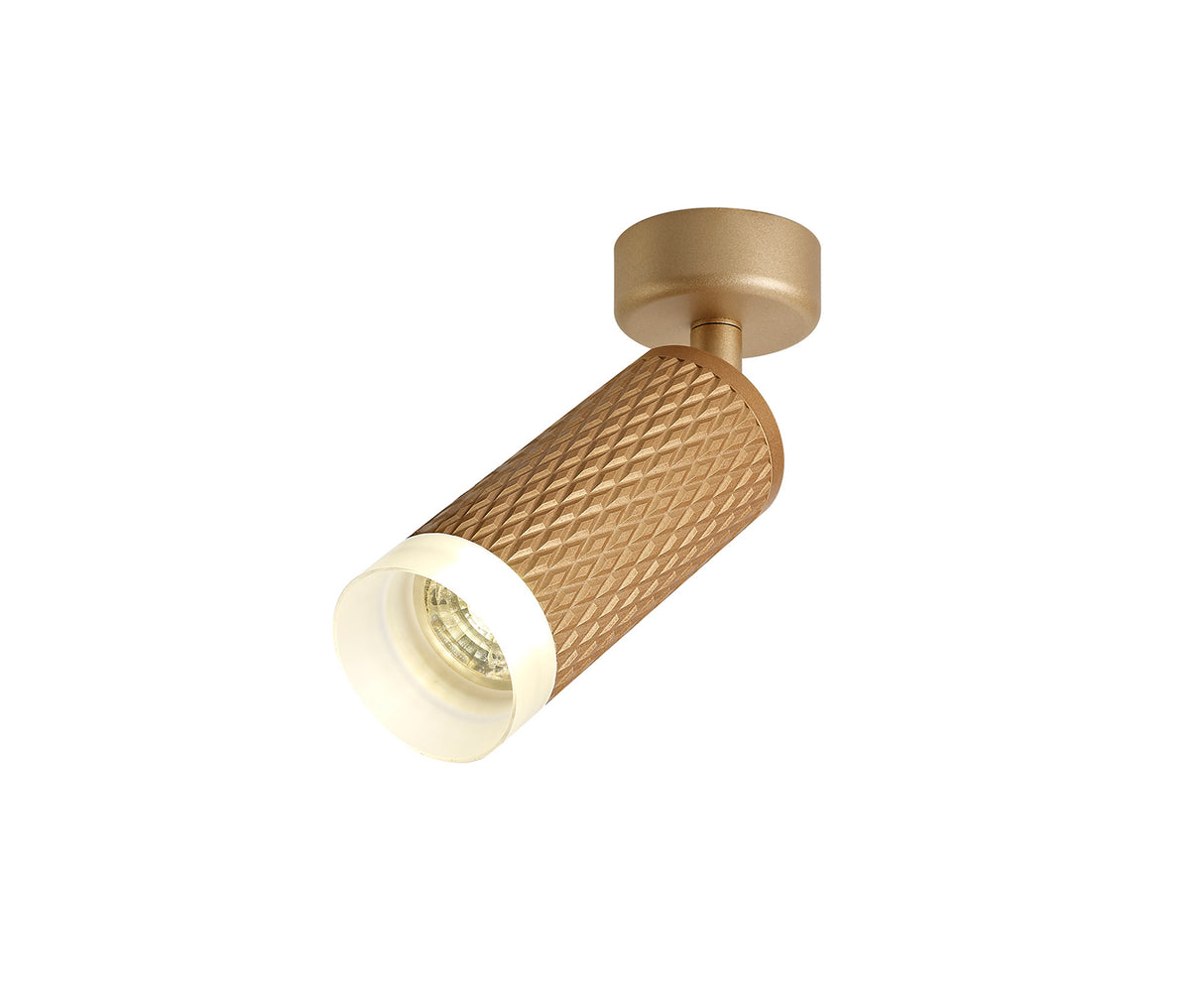 Tueart Adjustable 1 Light Surface Mounted Ceiling/Wall Spot Light  GU10, Champagne Gold/Acrylic Ring