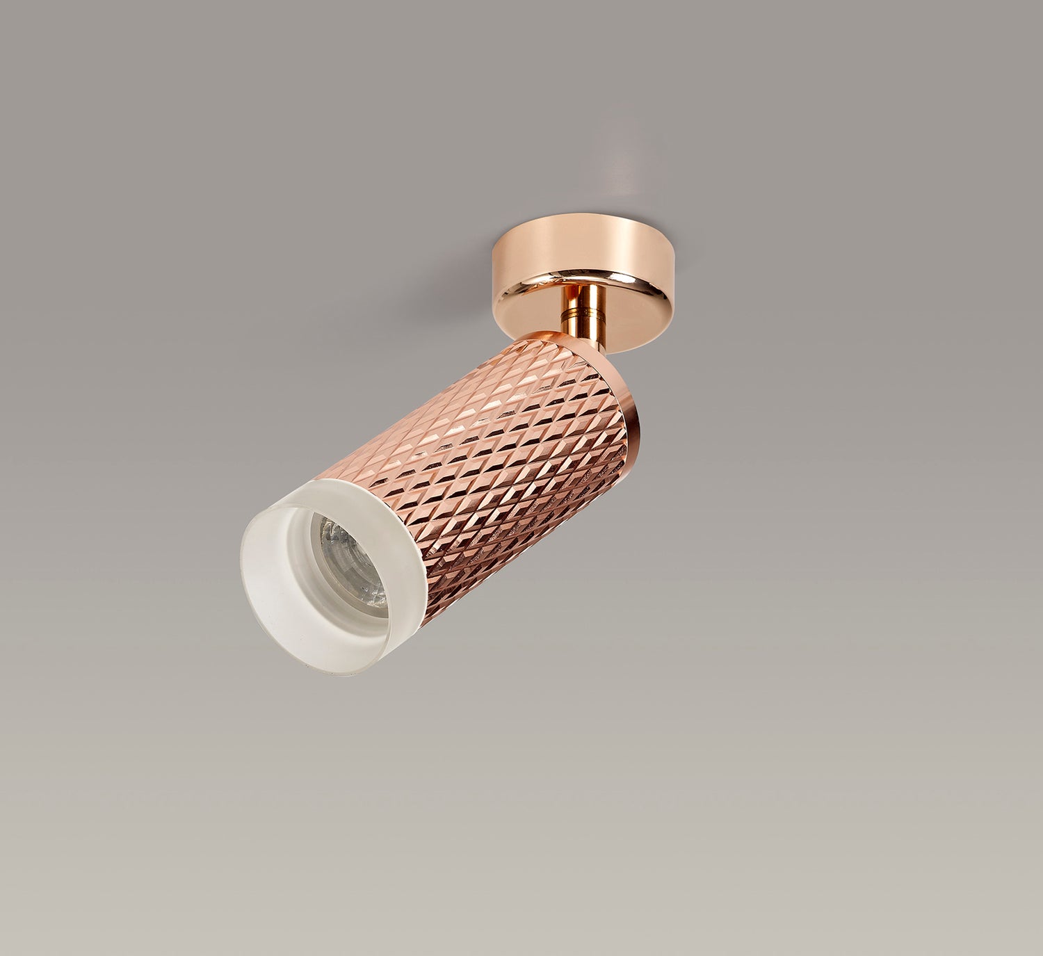 Tueart Adjustable 1 Light Surface Mounted Ceiling/Wall Spot Light  GU10, Rose Gold/Acrylic Ring