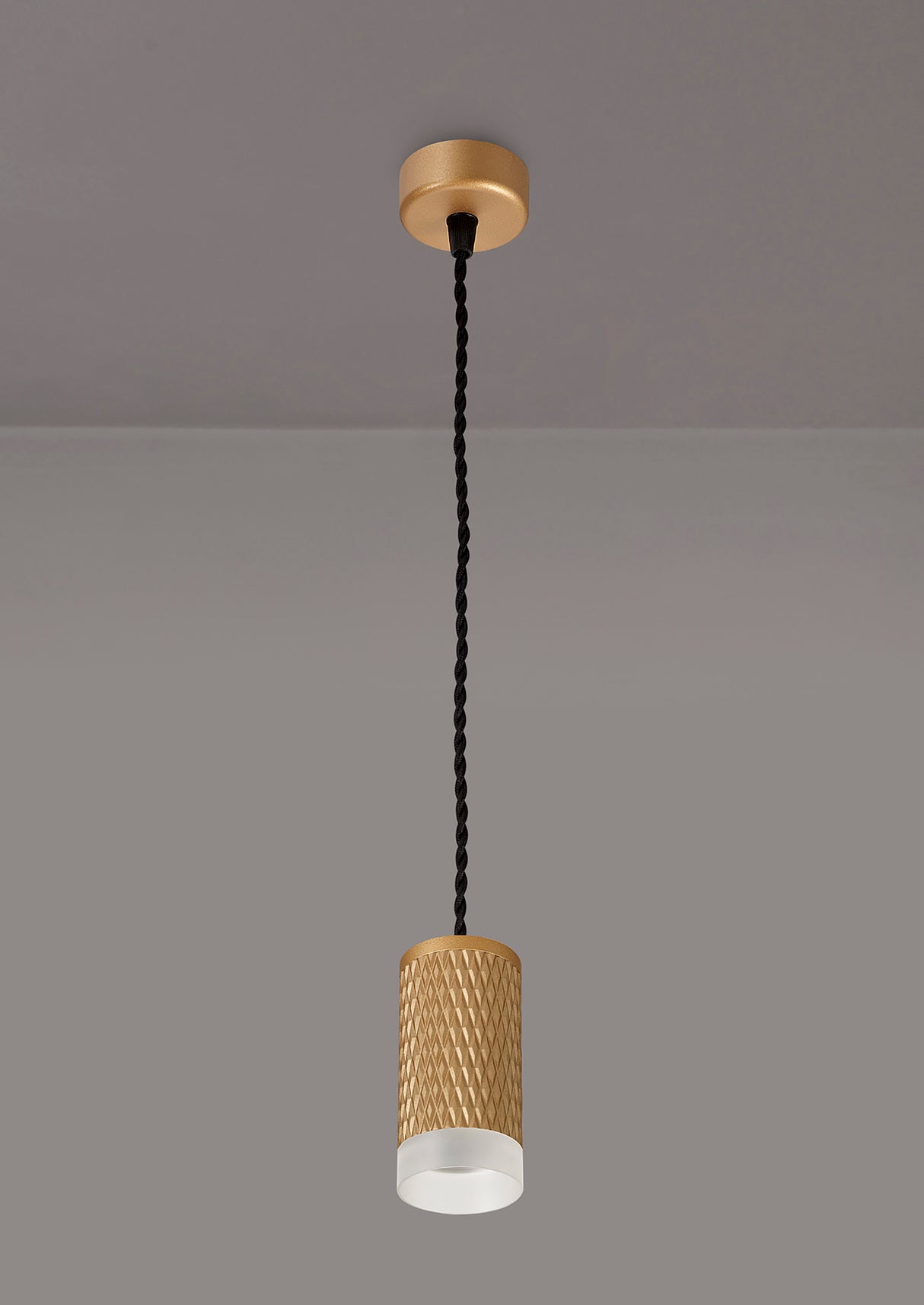 Tueart 1 Light 11cm Pendant Light GU10, Champagne Gold/Acrylic Ring