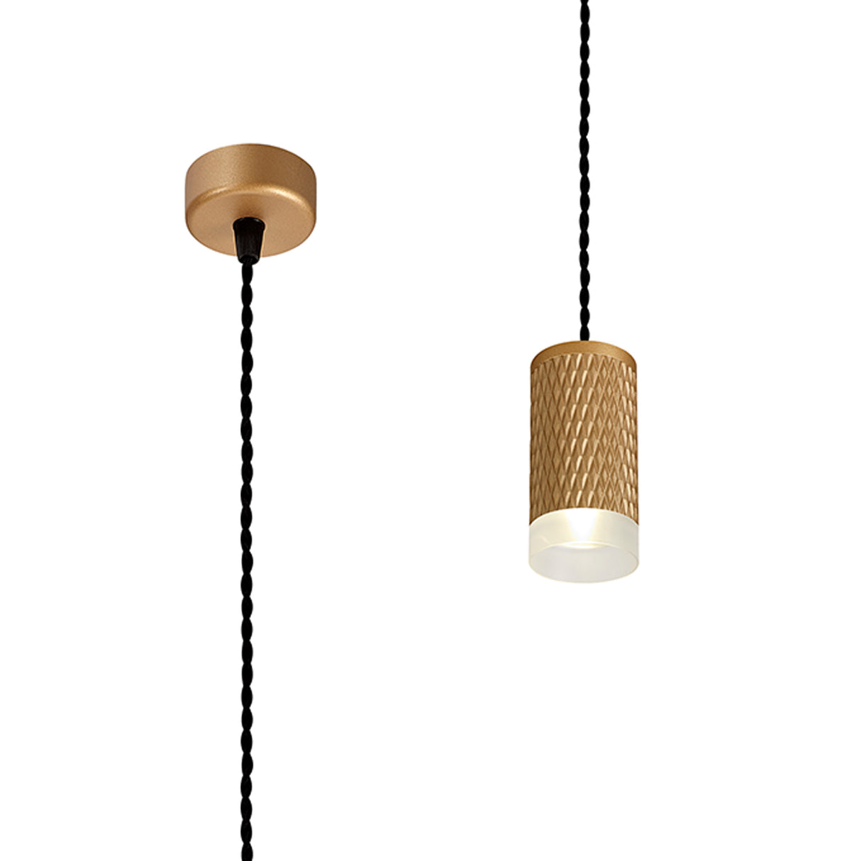 Tueart 1 Light 11cm Pendant Light GU10, Champagne Gold/Acrylic Ring