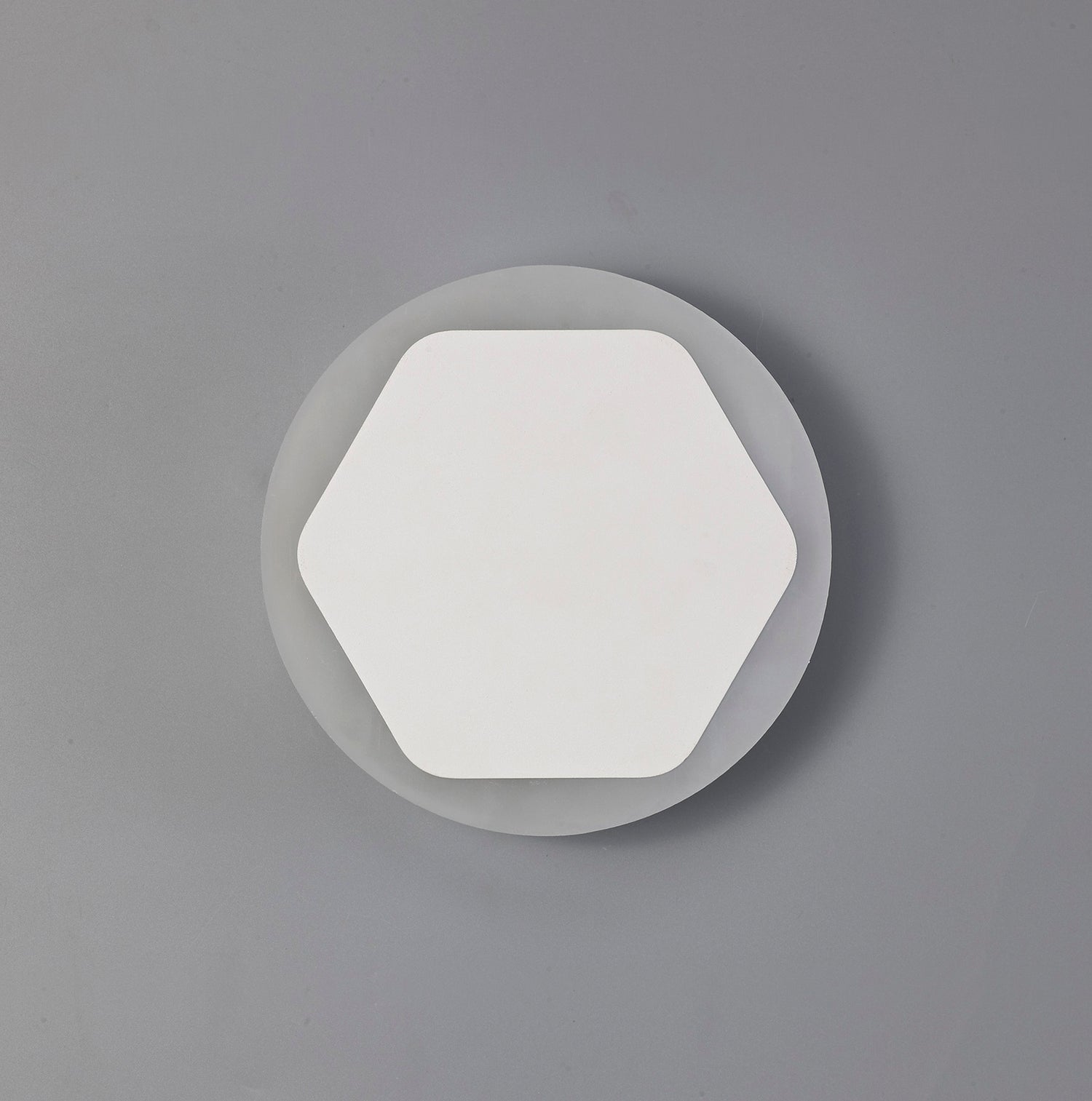 Proctor Magnetic Base Wall Lamp, 12W LED 3000K 498lm, 15/19cm Horizontal Hexagonal Centre, Sand White/Round Acrylic Frosted Diffuser