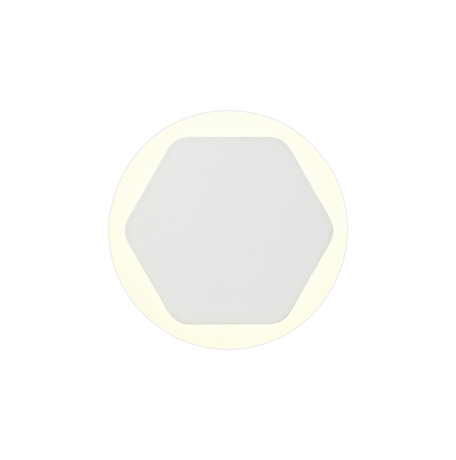 Proctor Magnetic Base Wall Lamp, 12W LED 3000K 498lm, 15/19cm Horizontal Hexagonal Centre, Sand White/Round Acrylic Frosted Diffuser