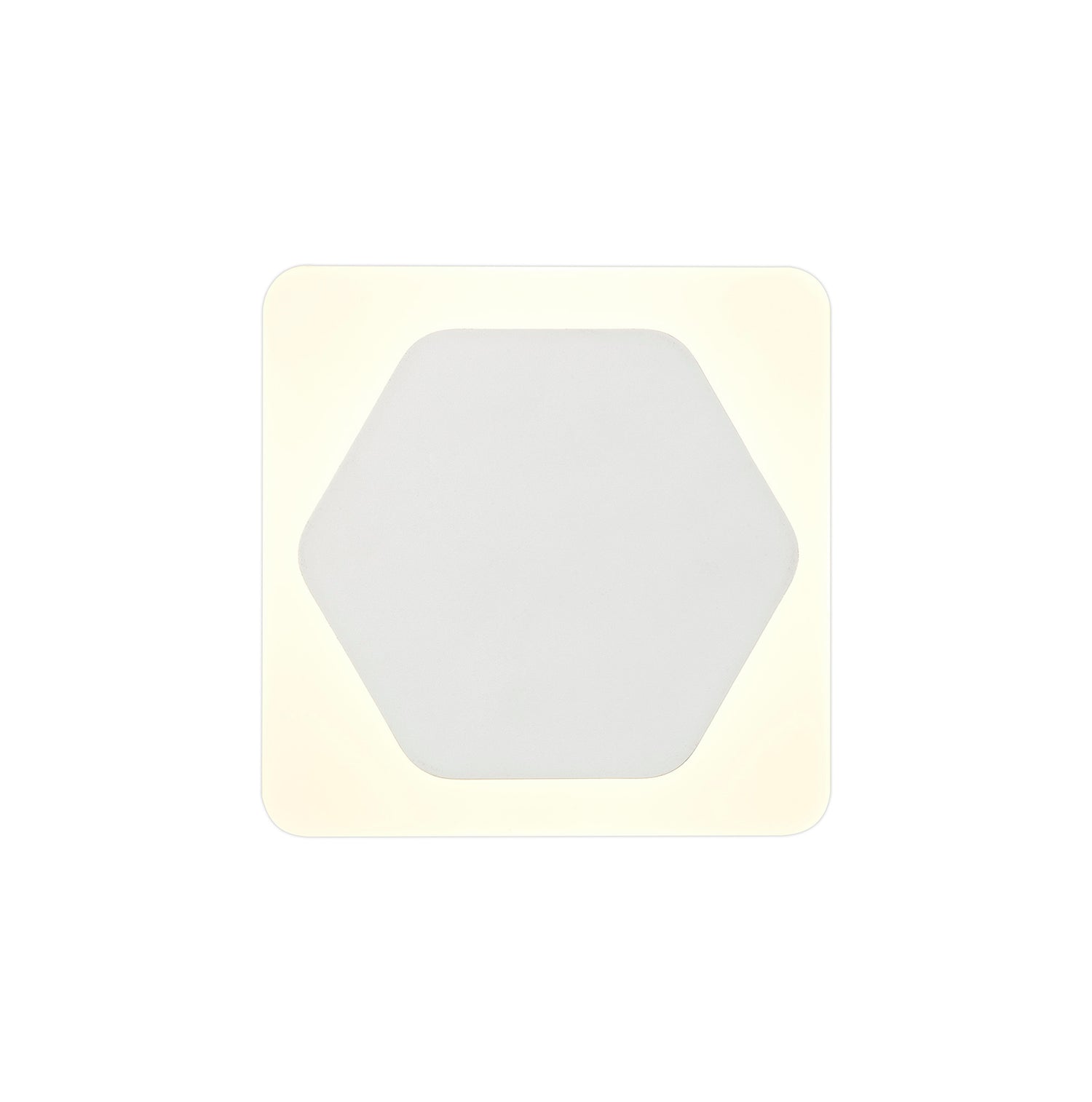 Proctor Magnetic Base Wall Lamp, 12W LED 3000K 498lm, 15cm Horizontal Hexagonal 19cm Square Centre, Sand White/Acrylic Frosted Diffuser