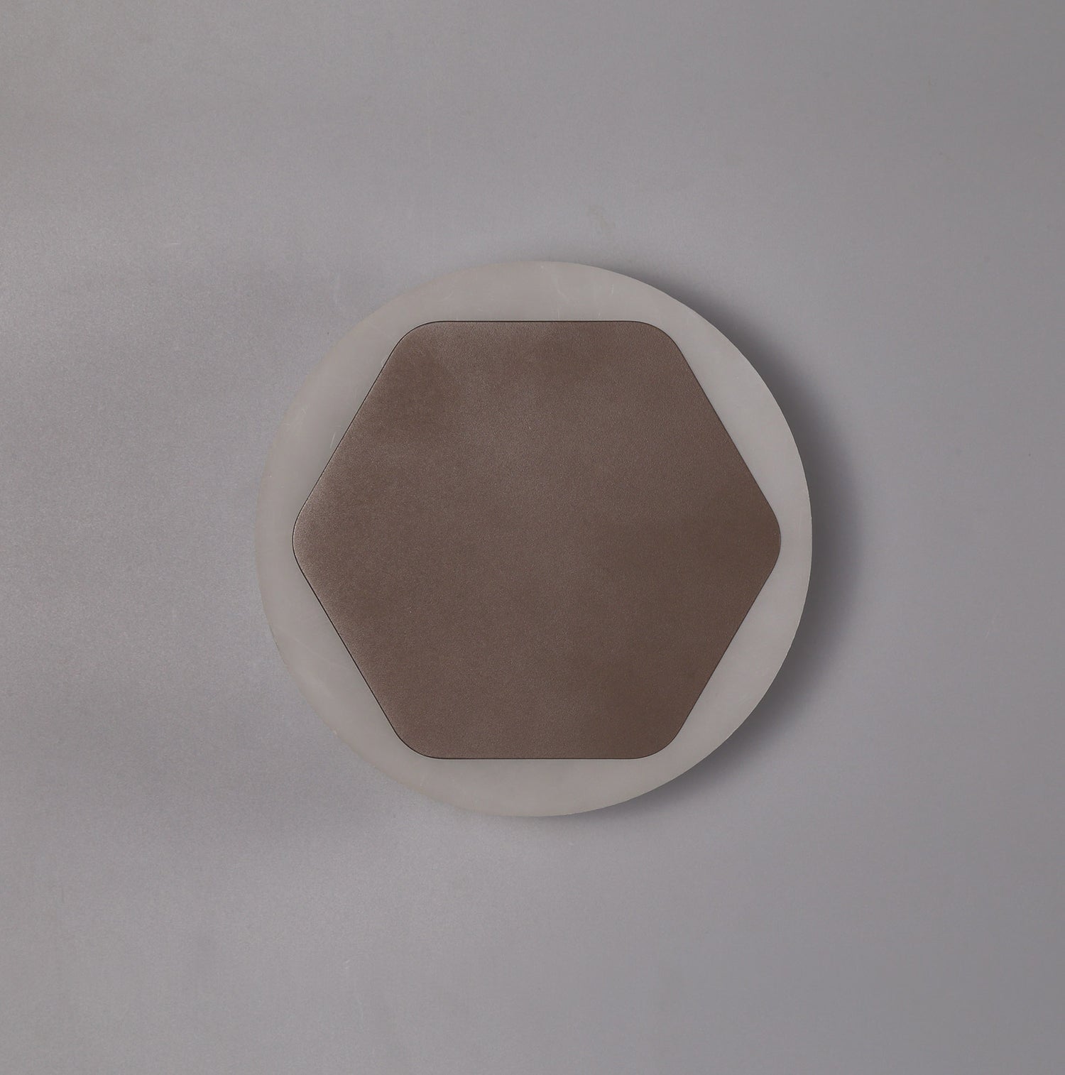 Proctor Magnetic Base Wall Lamp, 12W LED 3000K 498lm, 15cm Horizontal Hexagonal 19cm Round Centre, Coffee/Acrylic Frosted Diffuser