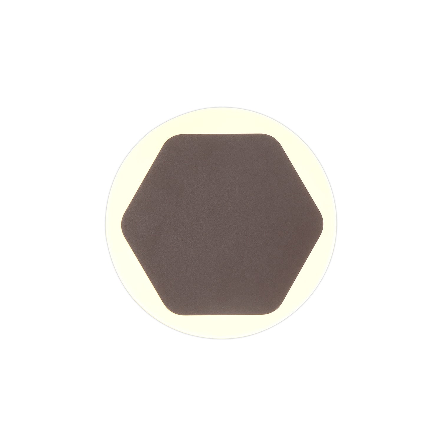 Proctor Magnetic Base Wall Lamp, 12W LED 3000K 498lm, 15cm Horizontal Hexagonal 19cm Round Centre, Coffee/Acrylic Frosted Diffuser