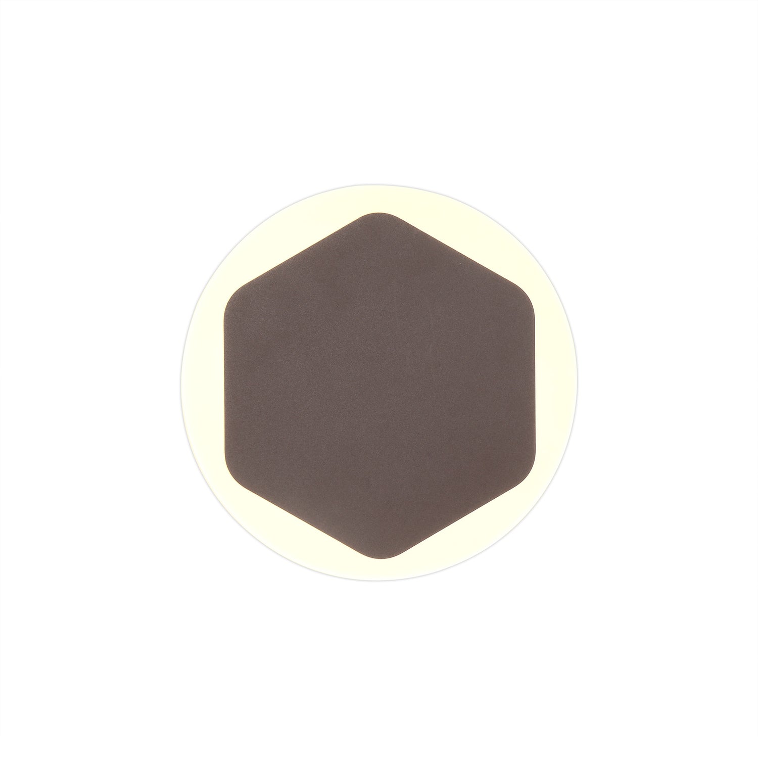 Proctor Magnetic Base Wall Lamp, 12W LED 3000K 498lm, 15cm Vertical Hexagonal 19cm Round Centre, Coffee/Acrylic Frosted Diffuser