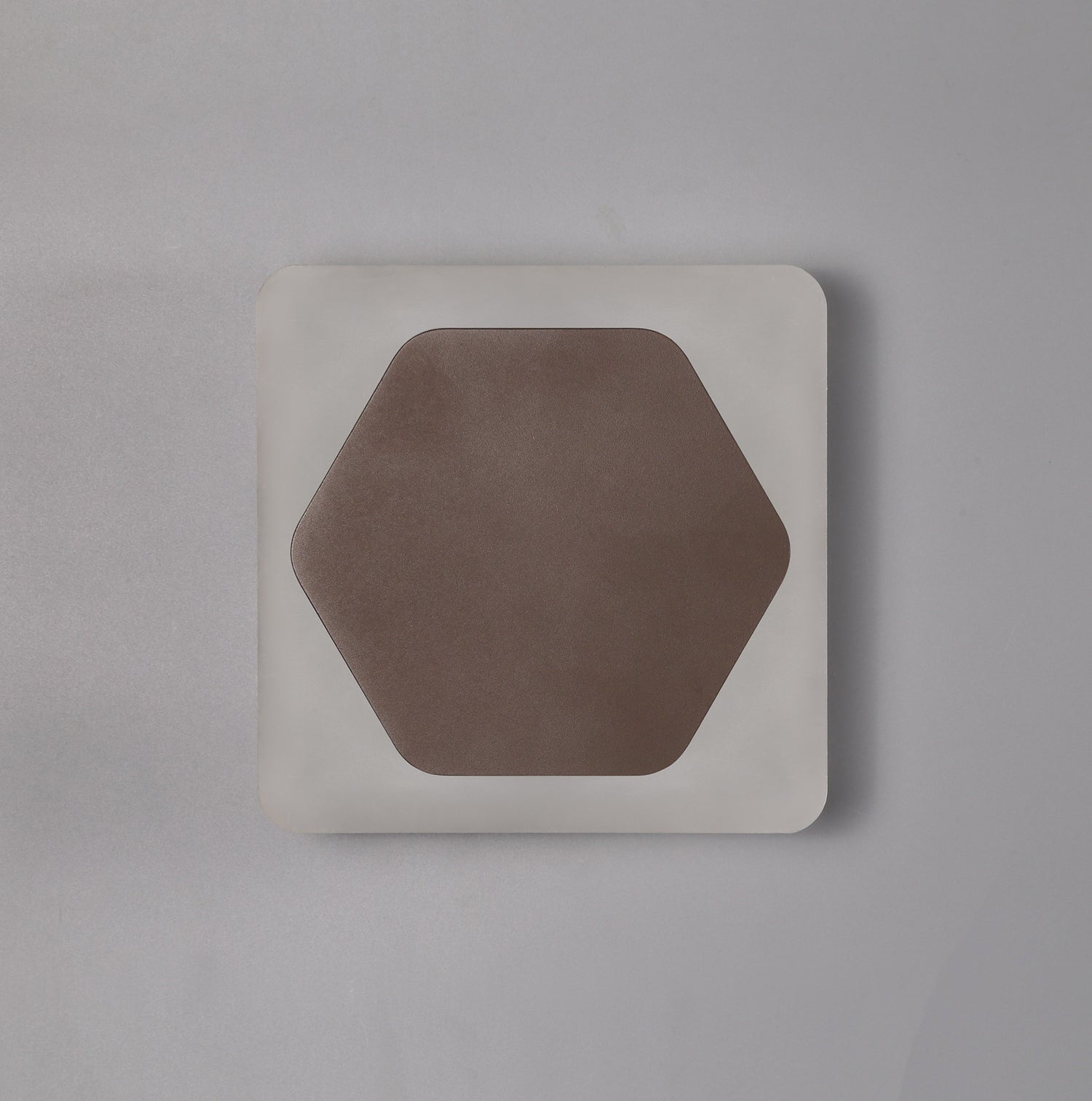 Proctor Magnetic Base Wall Lamp, 12W LED 3000K 498lm, 15cm Horizontal Hexagonal 19cm Square Centre, Coffee/Acrylic Frosted Diffuser