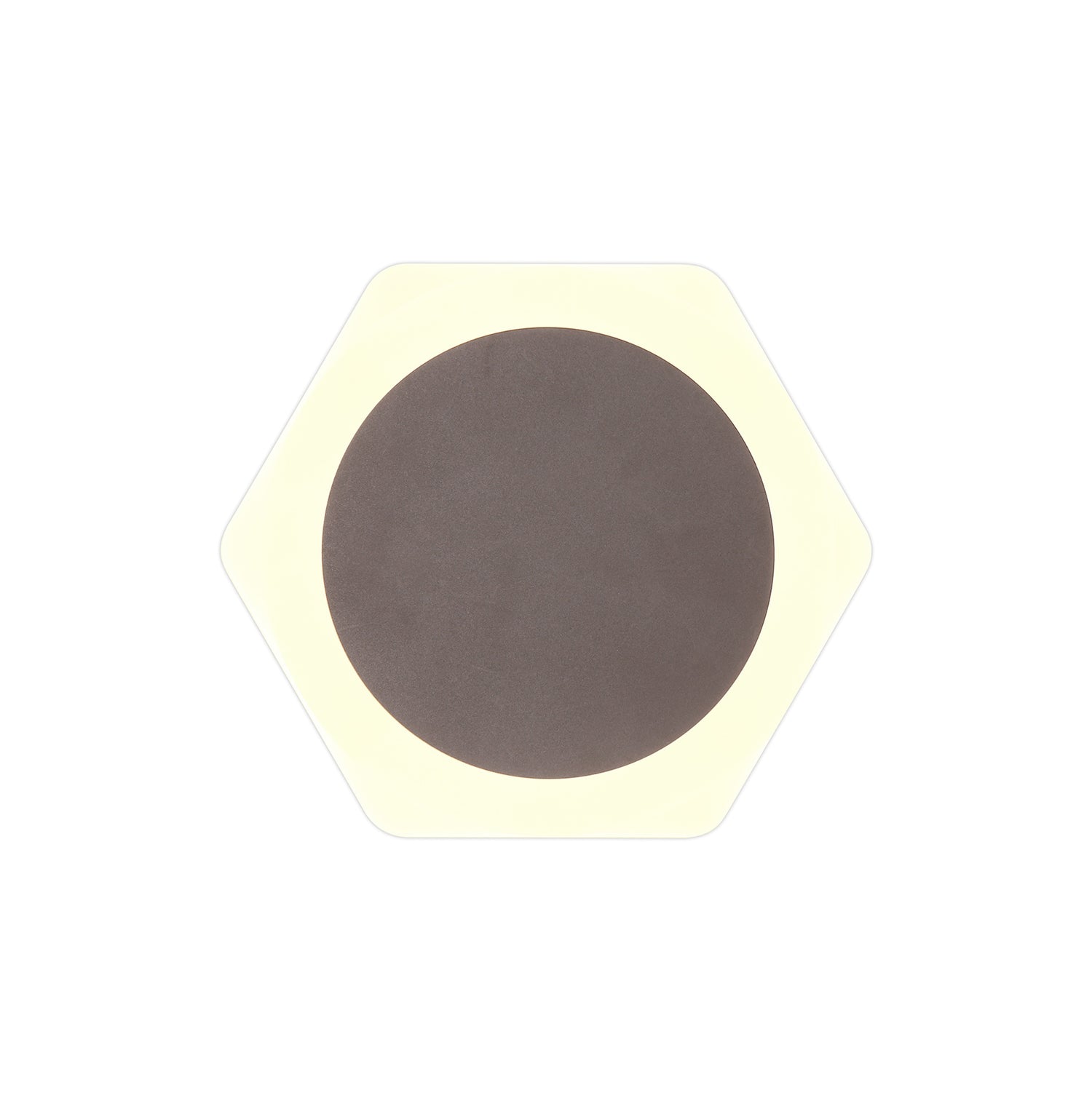 Proctor Magnetic Base Wall Lamp, 12W LED 3000K 498lm, 15cm Round 19cm Horizontal Hexagonal Centre, Coffee/Acrylic Frosted Diffuser